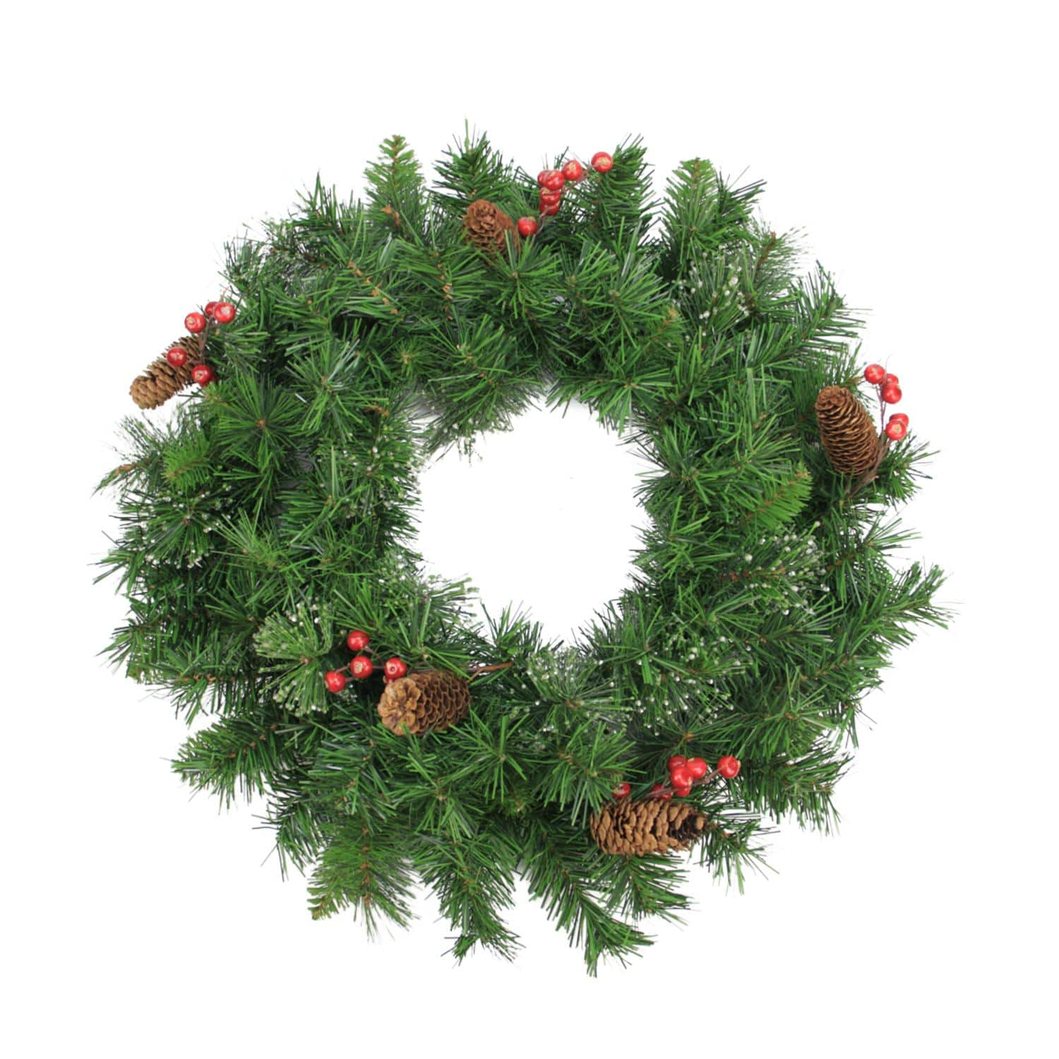 24 Red Berry Wreath Unlit