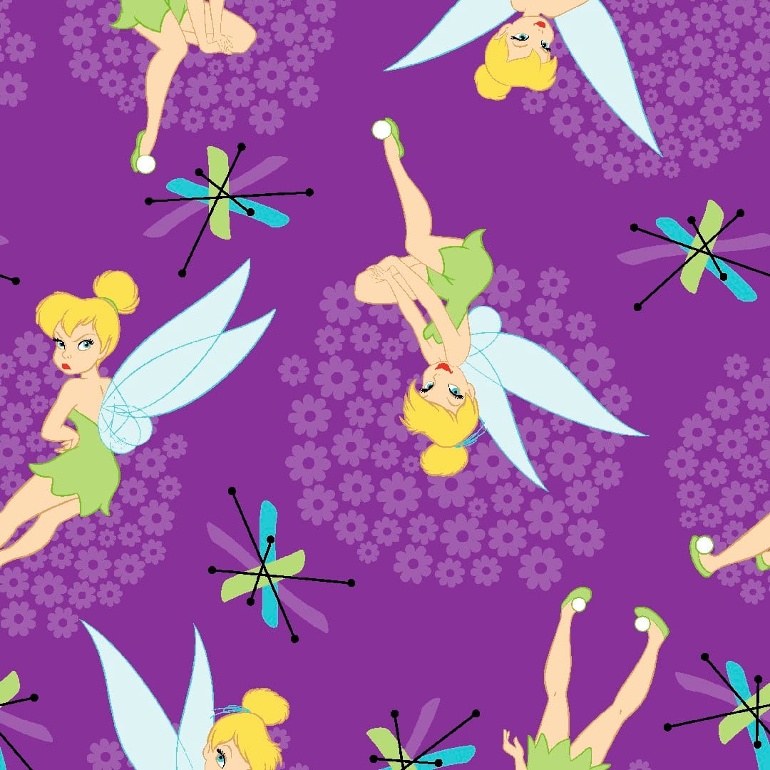 Disney&#xAE; Tinkerbell Toss Purple Quilting Cotton Fabric