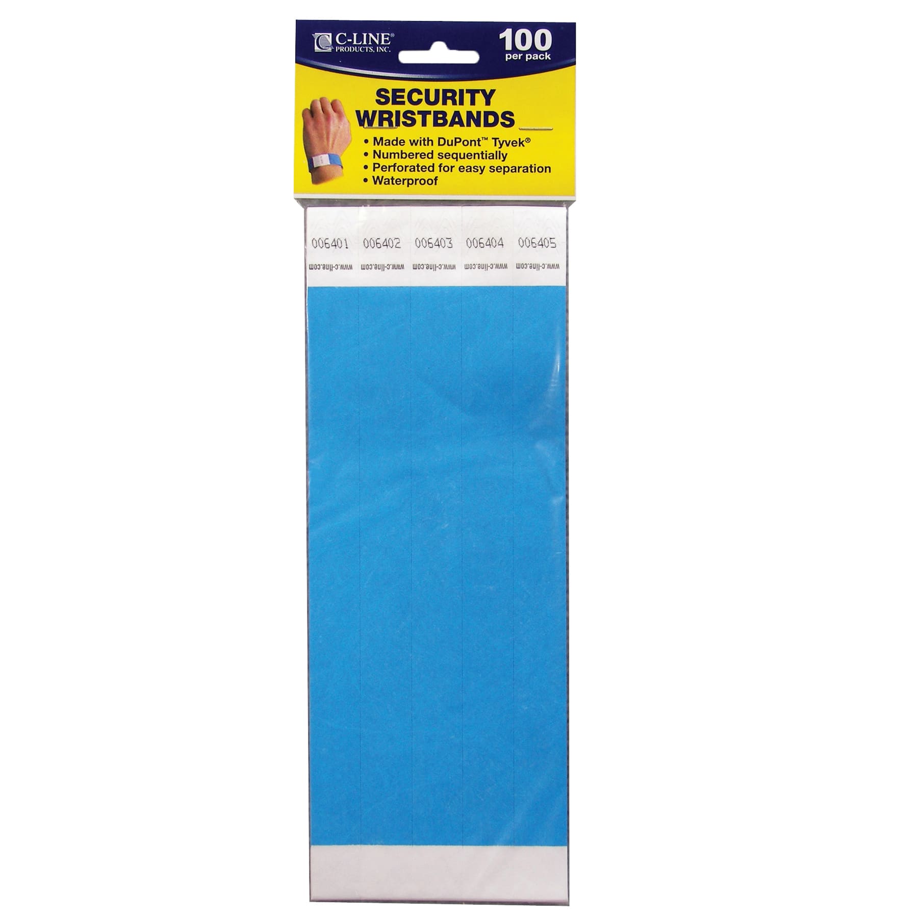 C-Line® DuPont™ Tyvek® Security Wristbands, Pack of 100
