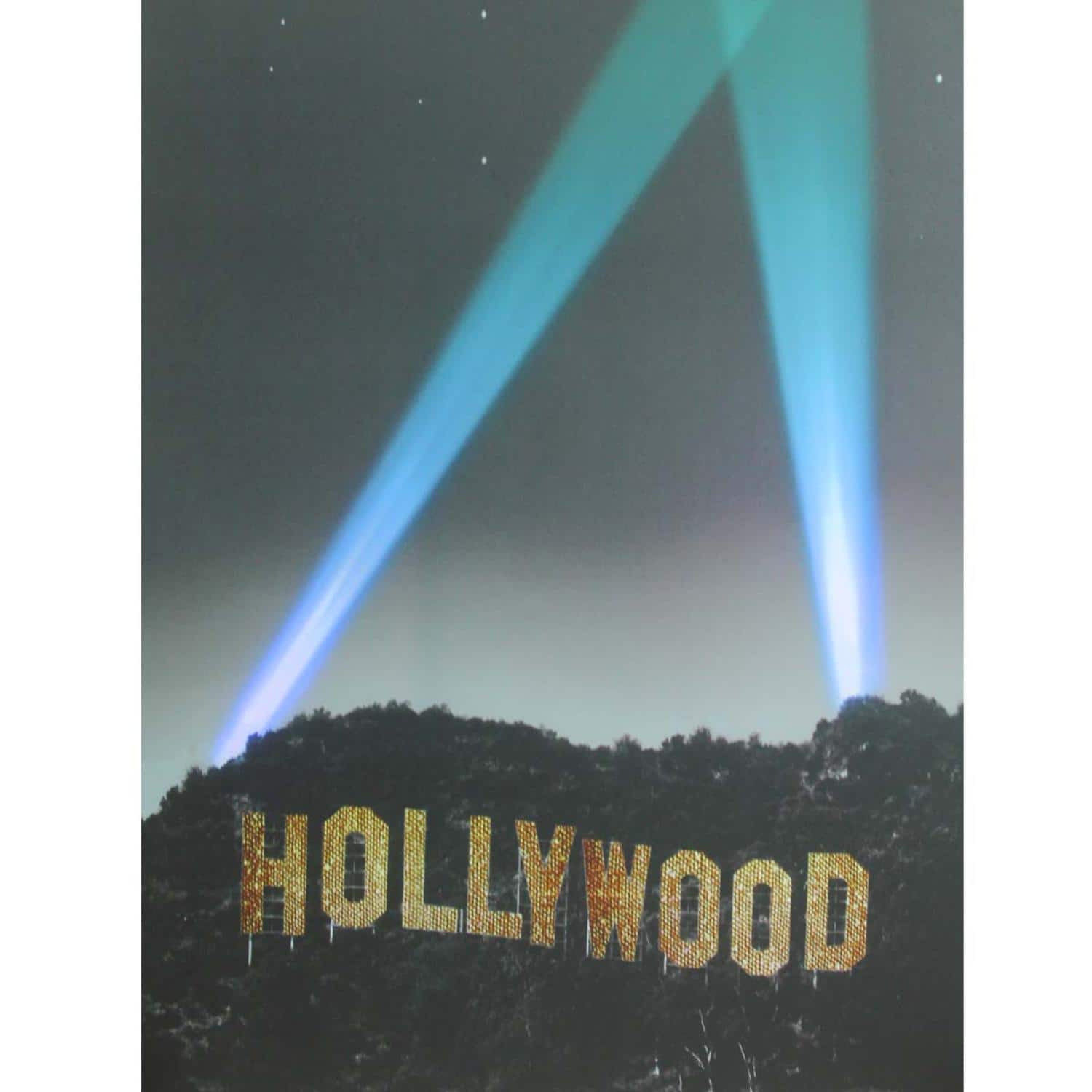 LED Lighted Hollywood Sign with Spot Lights Wall Art
