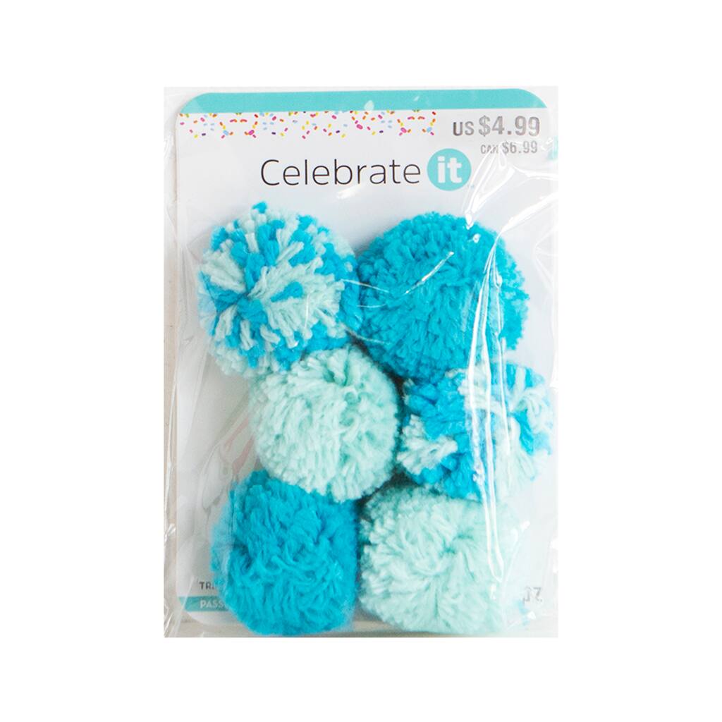 Find the Mint & Aqua Yarn Pom Pom Trims By Celebrate It™ at Michaels