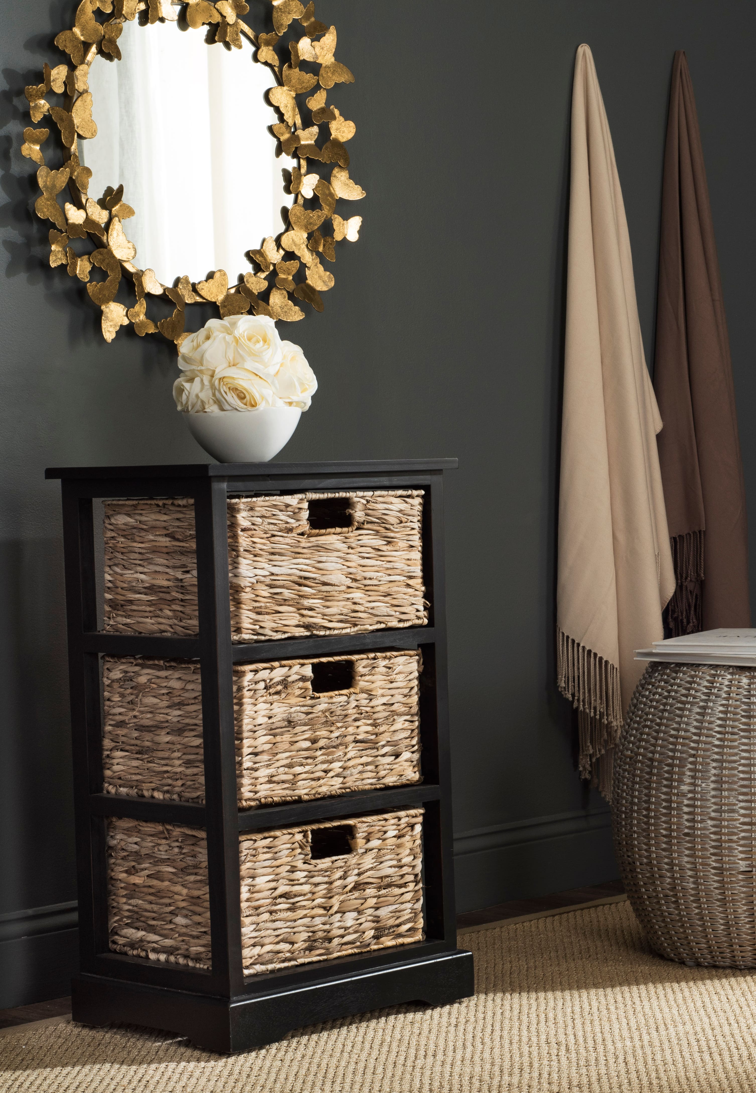 Halle Storage Side Table in Distressed