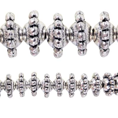 Silver Plated Bumpy Metal Rondel Beads, 10mm by Bead Landing™