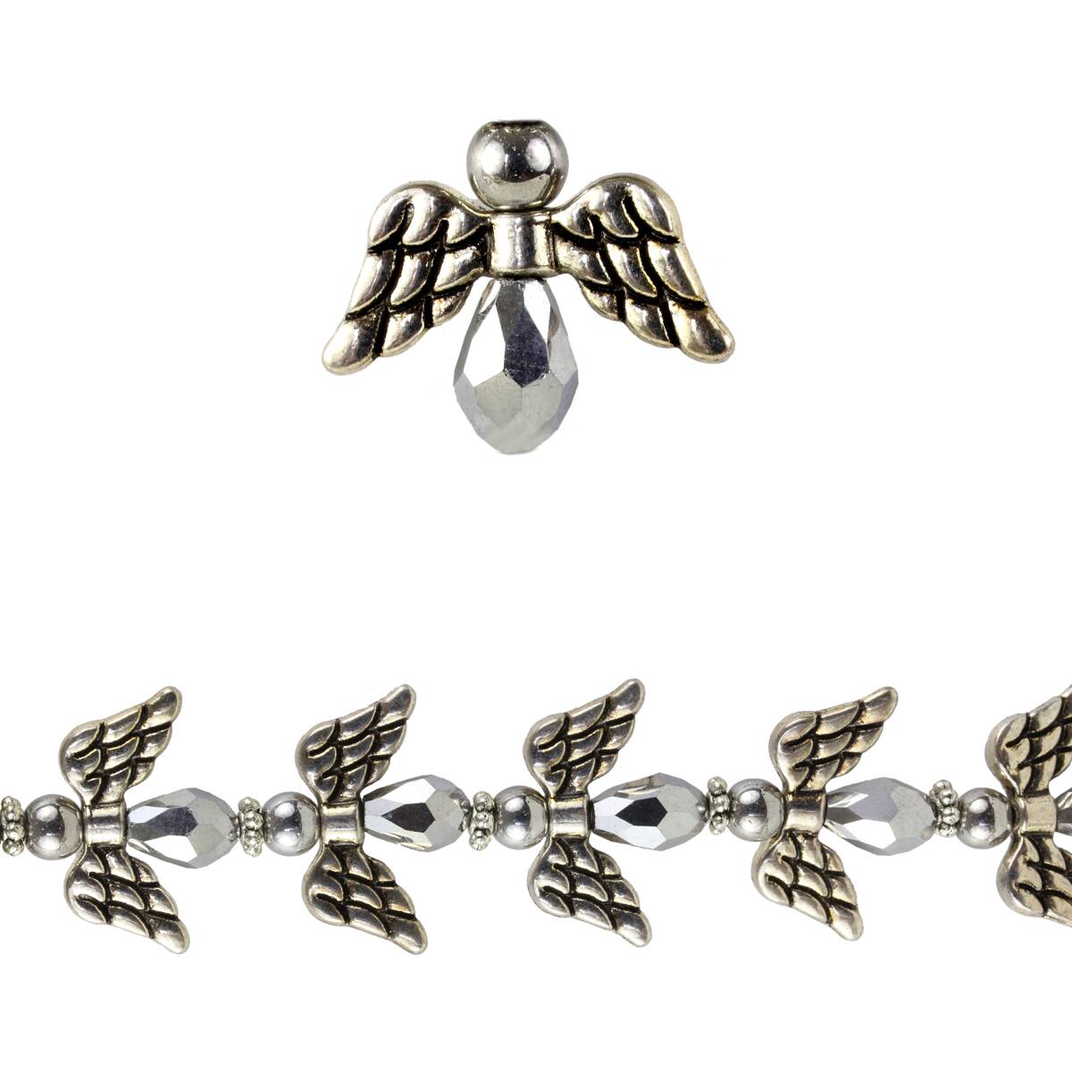 Bead Gallery Glass & Metal Angel Beads in Silver