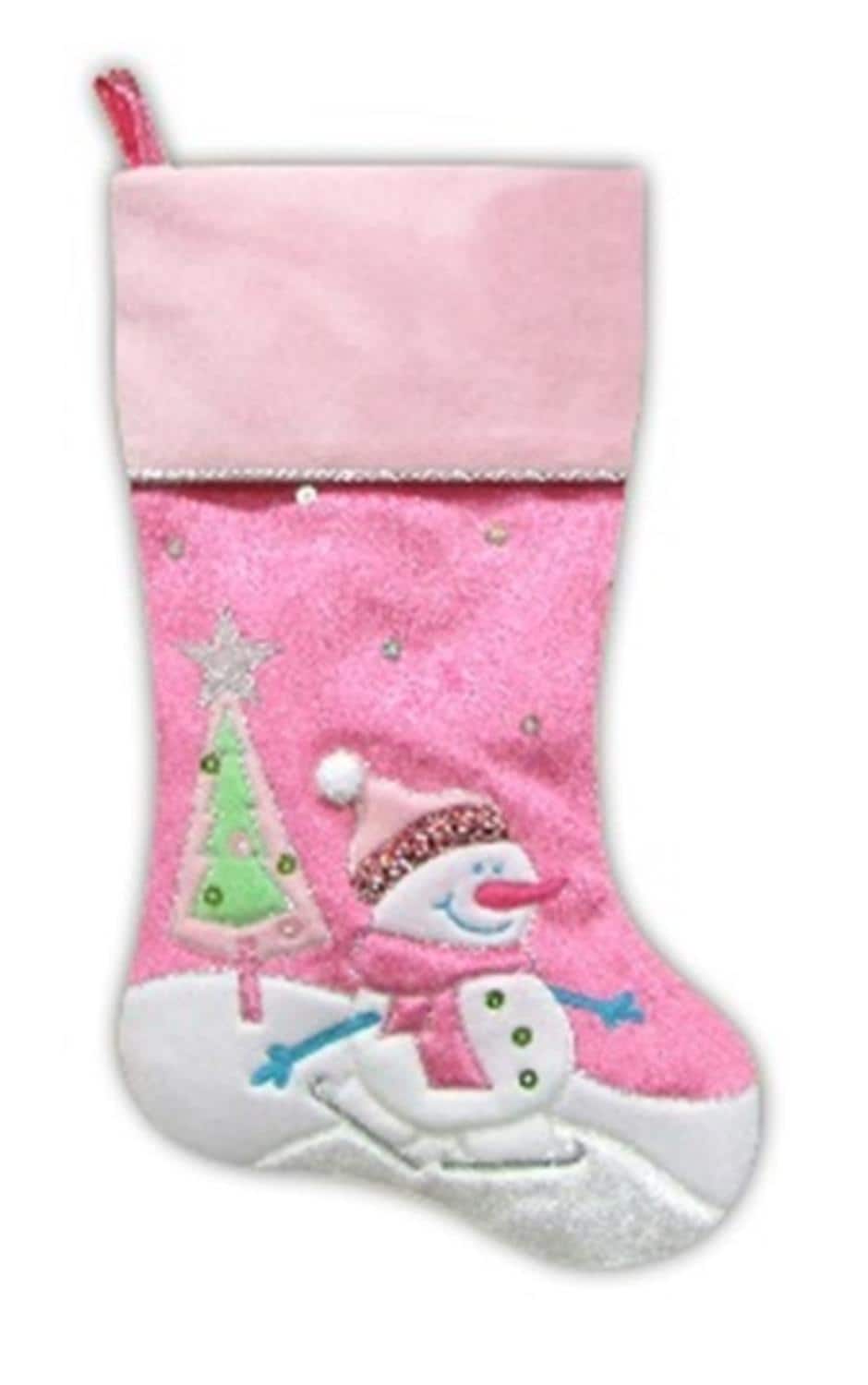 20.5&#x22; Embroidered Ice Skating Snowman &#x26; Christmas Tree Stocking