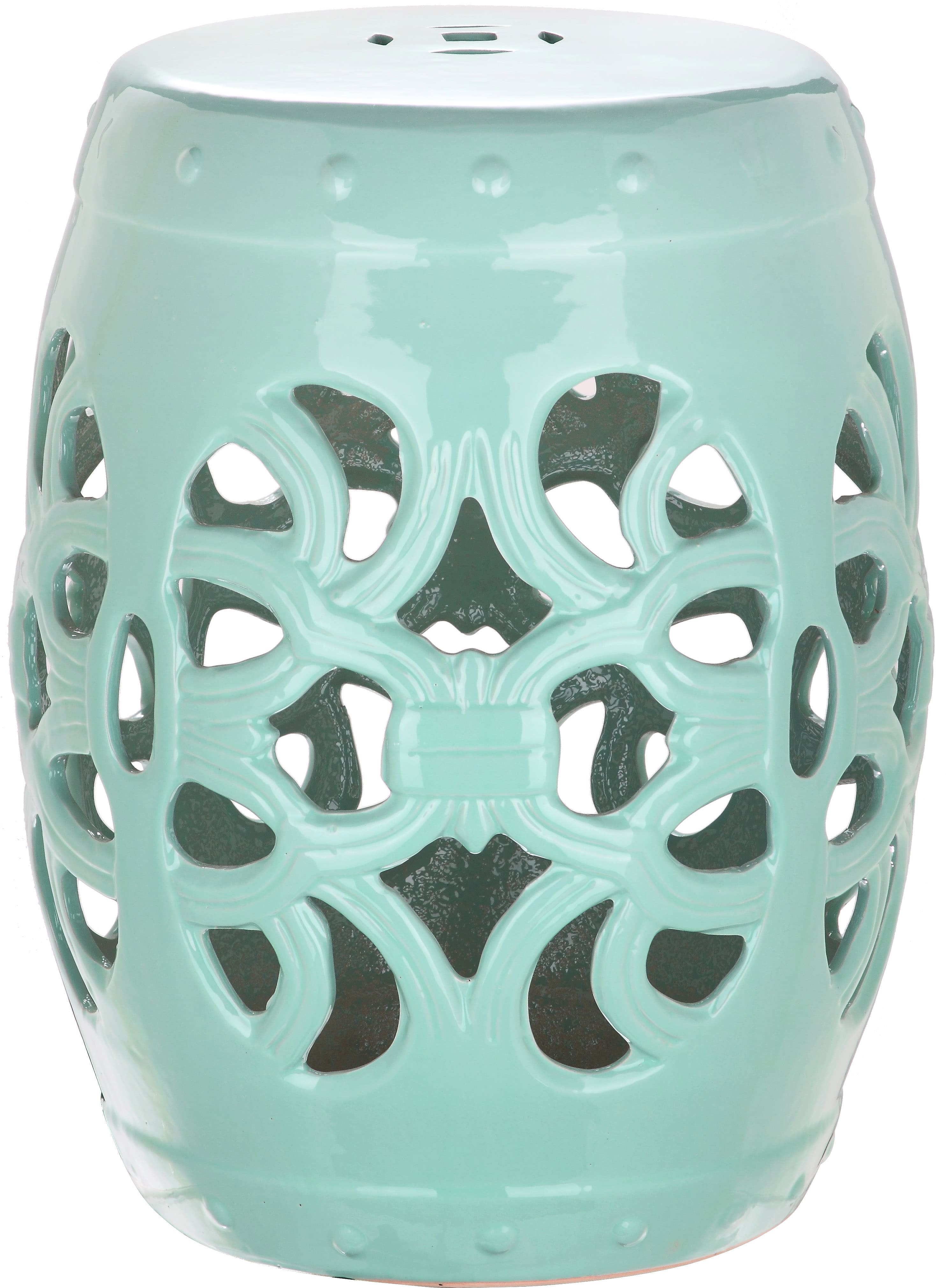 Imperial Vine Garden Stool in Light Blue