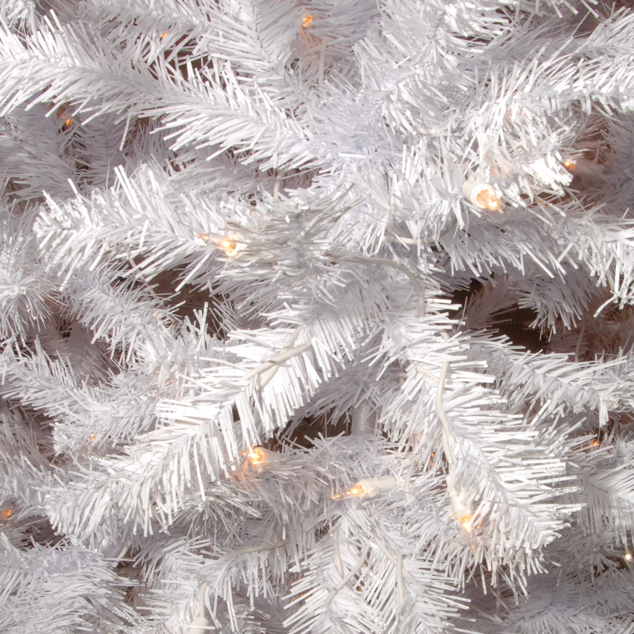 7.5ft. Pre-Lit North Valley™ White Spruce with Glitter Artificial Christmas Tree, Clear Lights