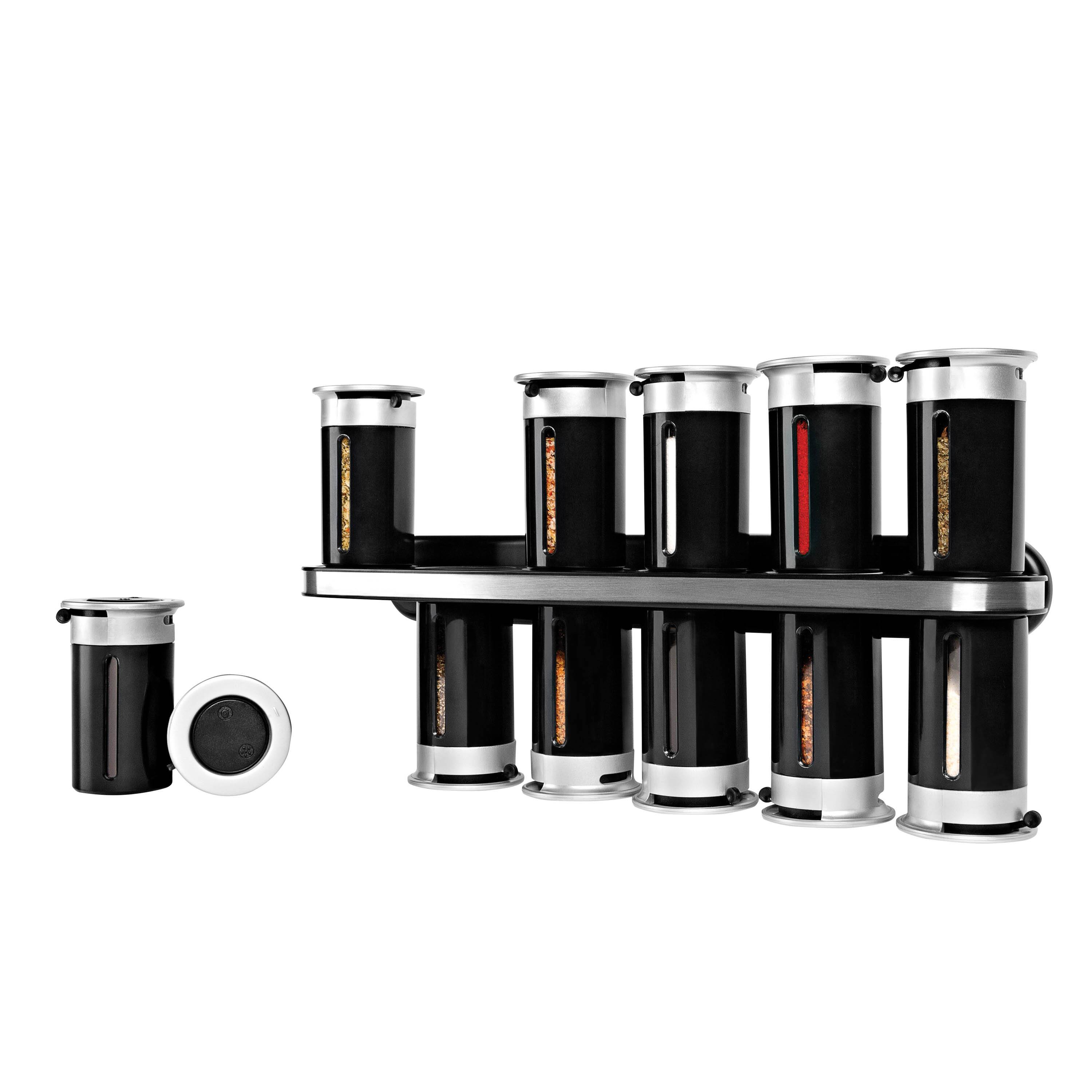 Honey Can Do Zero Gravity&#x2122; Wall-Mount Magnetic Spice Rack, Black