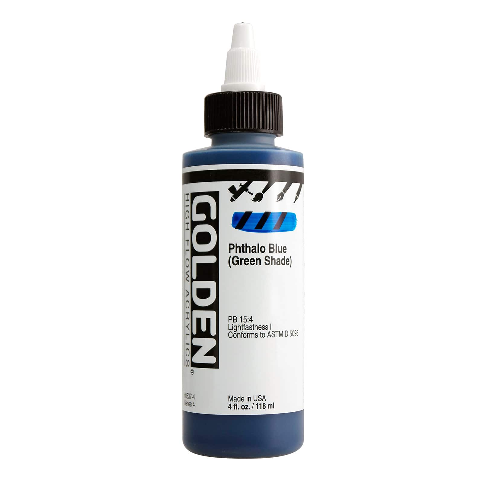 Golden High Flow Acrylics 4 oz Paint in Phthalo Blue (Green Shade)