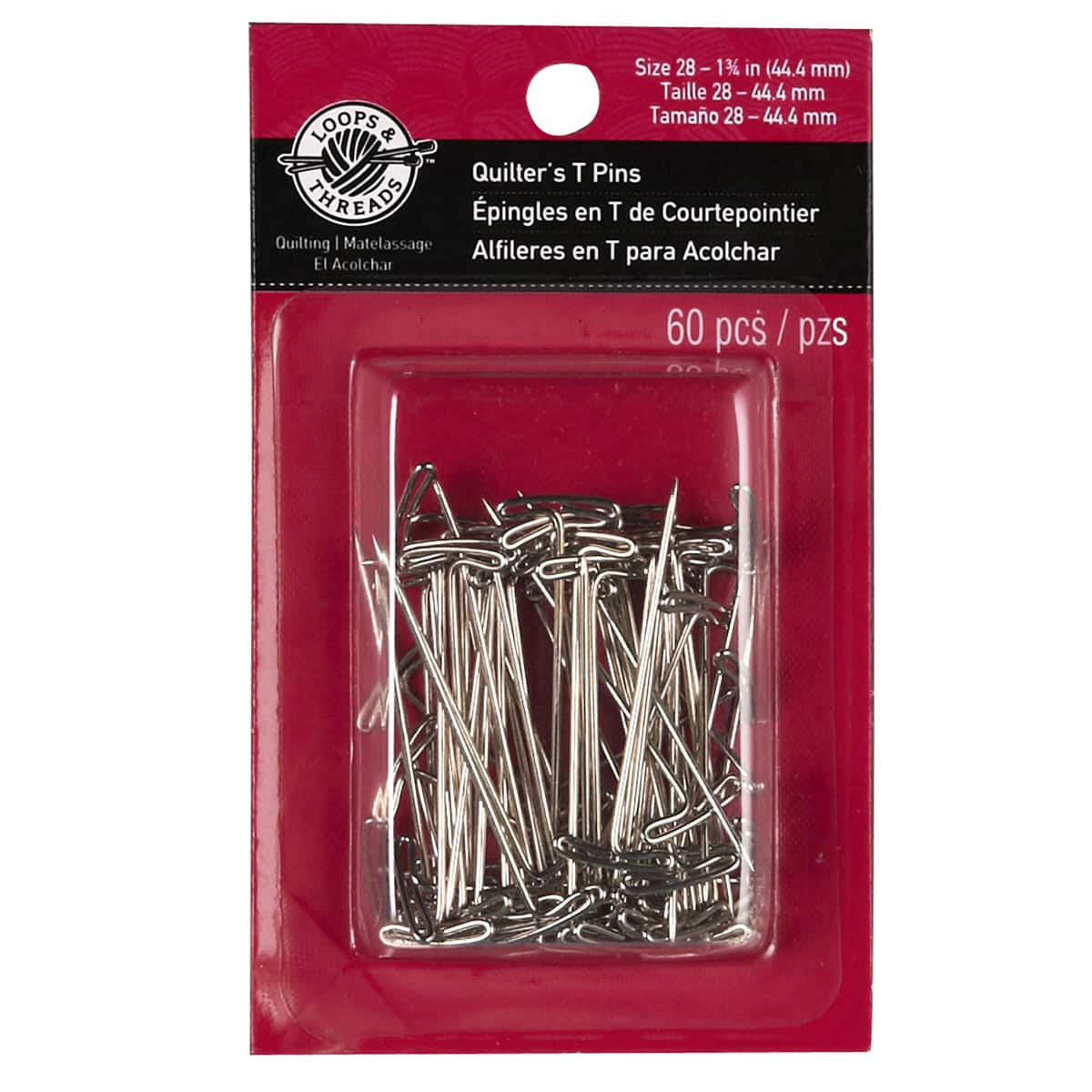 12 Packs: 60 ct. (720 total) 1.75" Quilter's T-Pins by Loops & Threads™