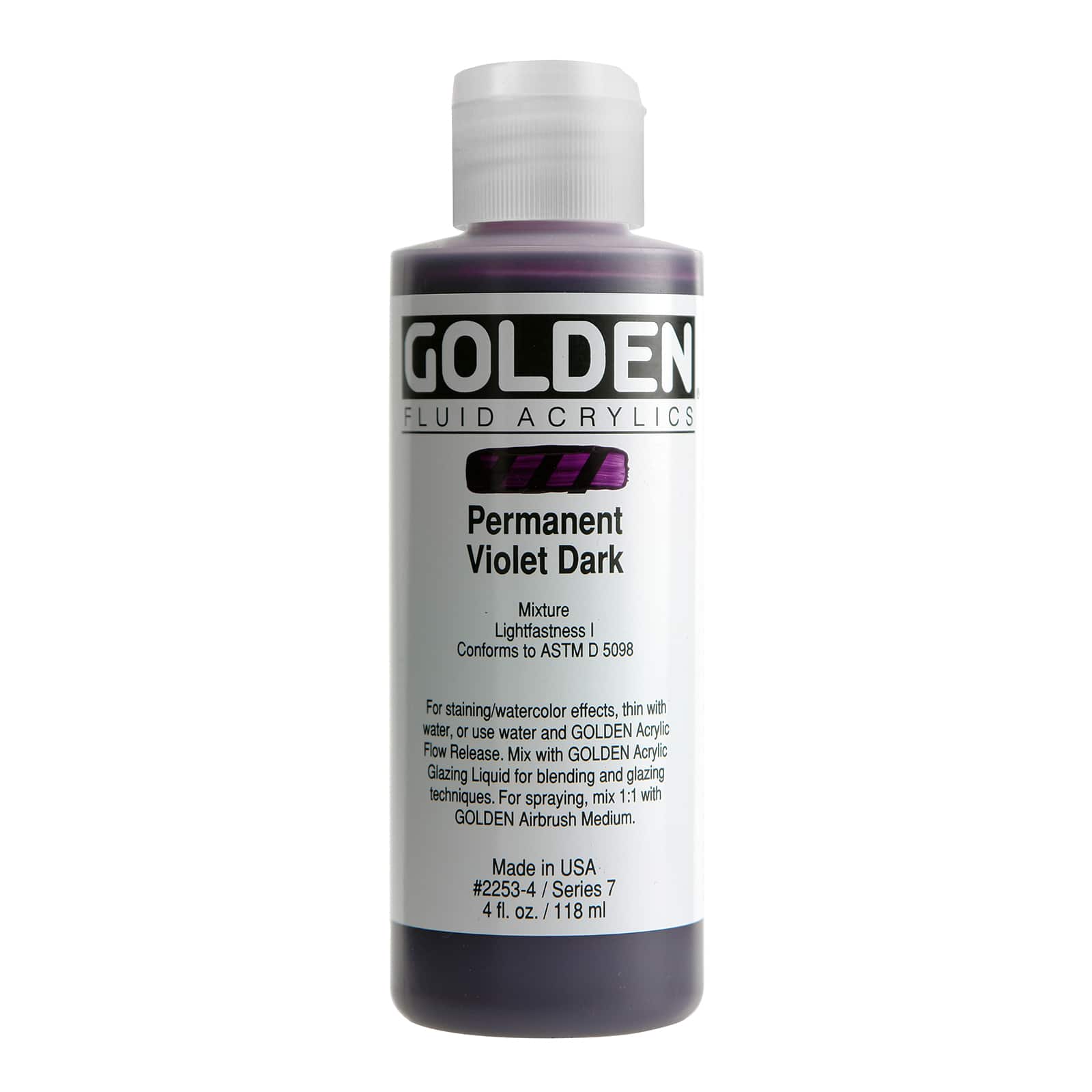 Golden Fluid Acrylics, 4 oz Paint in Permanent Violet Dark