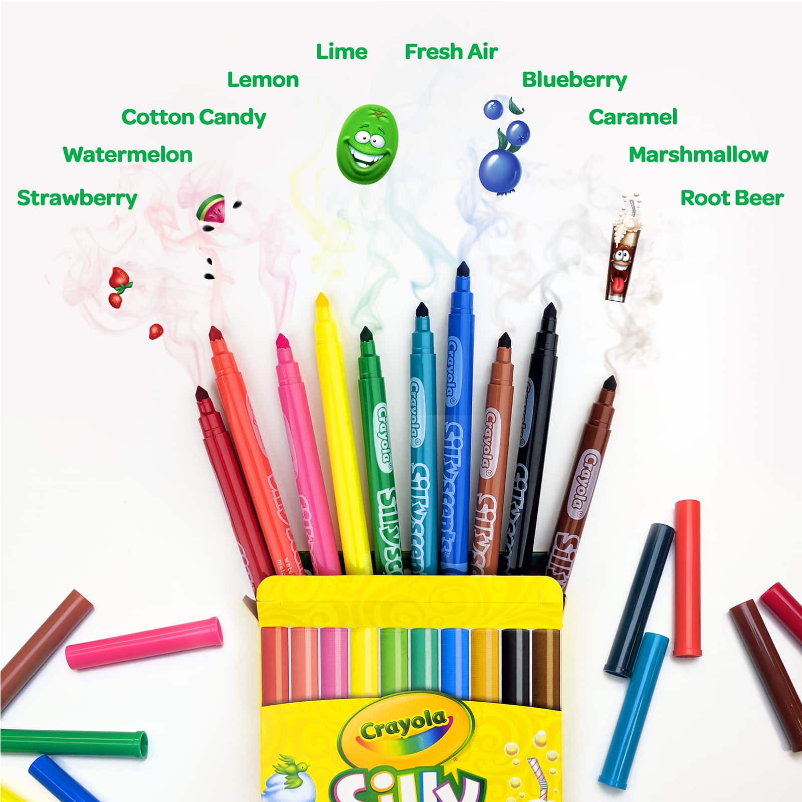 Crayola Silly Scents Slim Markers, Washable Scented Markers For Kids, 10  Pieces 
