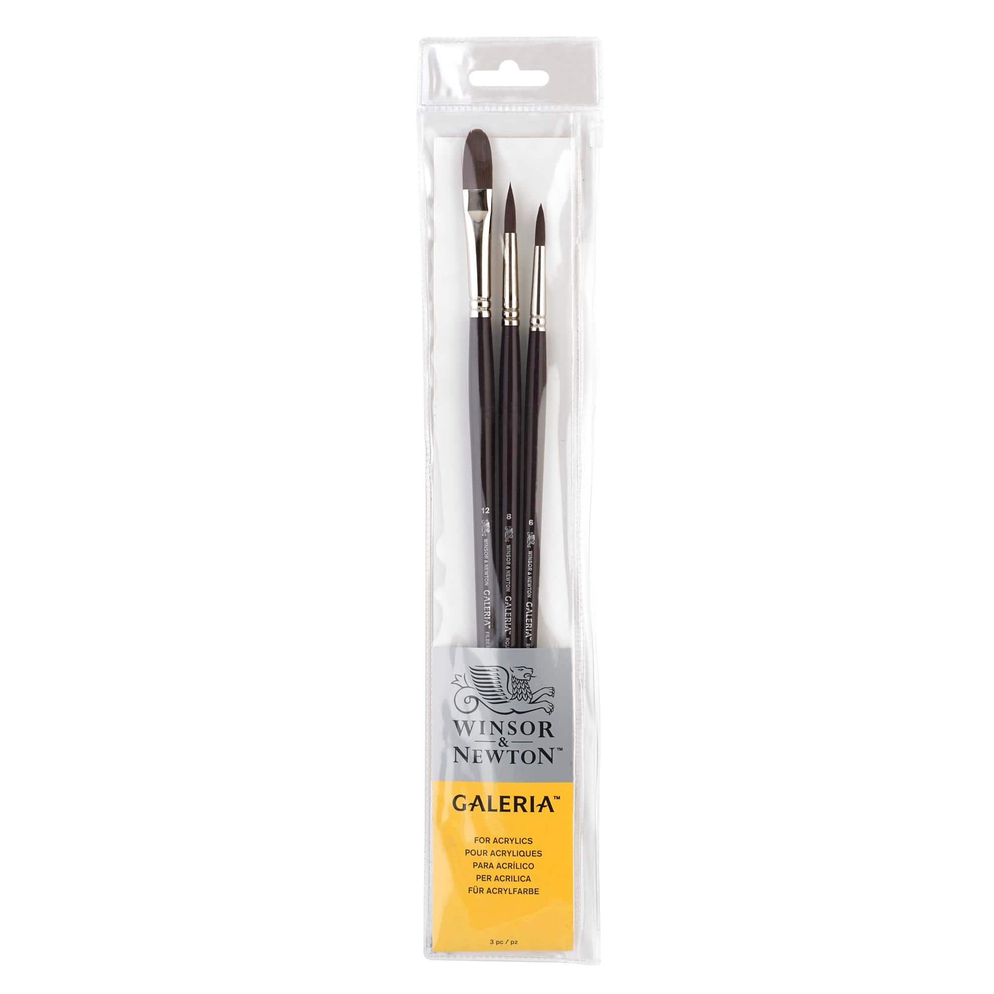 Winsor & Newton® Galeria® Long Handle Brush 3 Pack