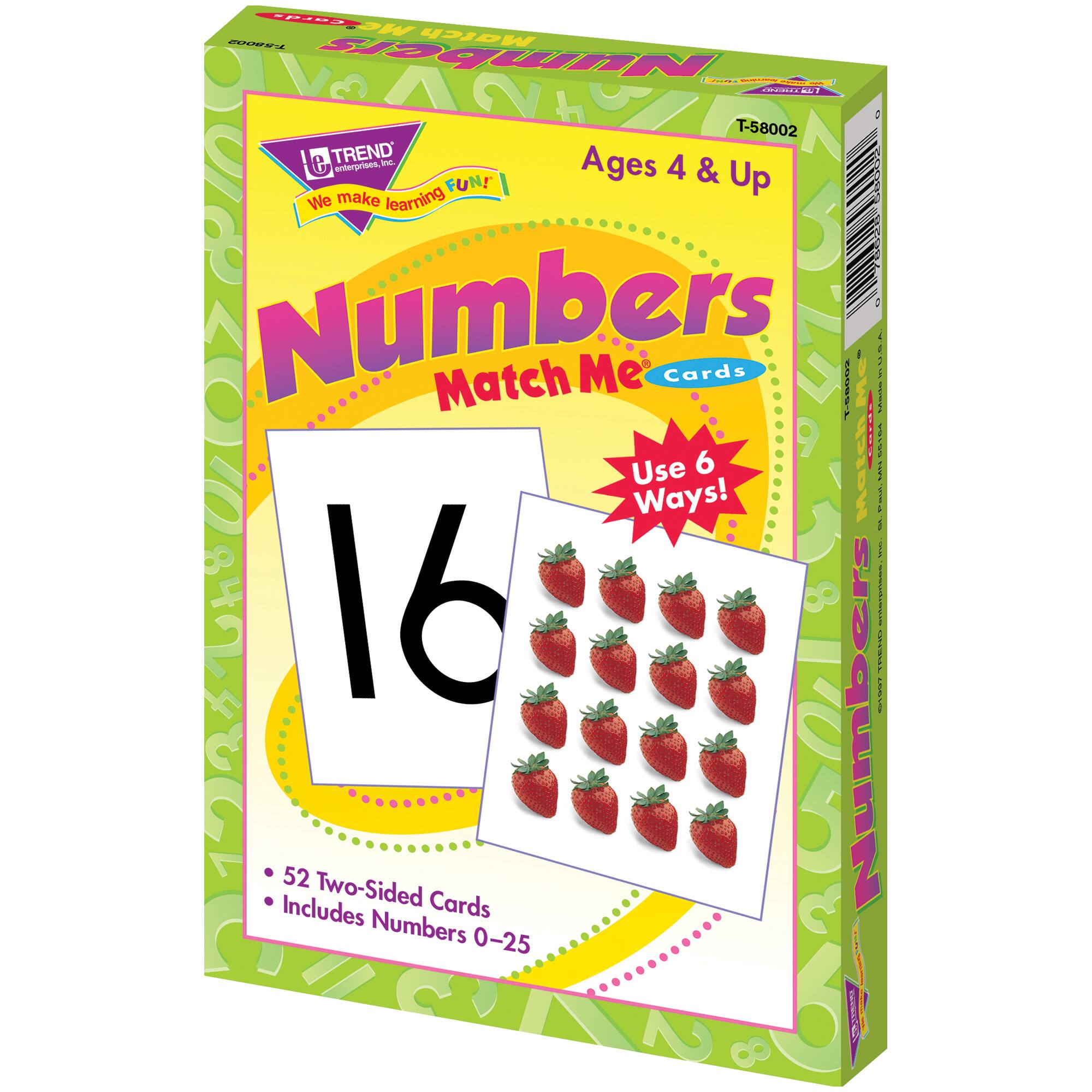 Trend Enterprises&#xAE; Numbers 0-25 Match Me&#xAE; Cards, 6 Sets