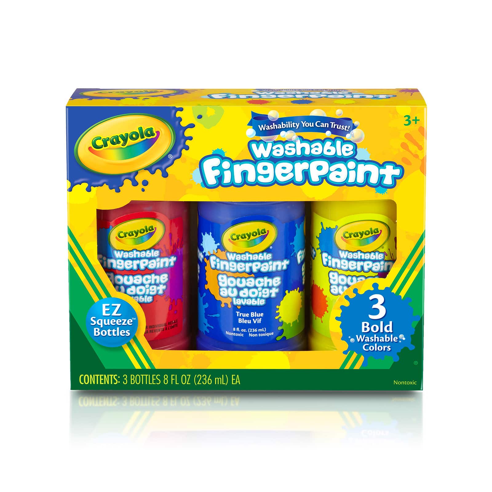 12 Packs: 3 ct. (36 total) Crayola Primary Colors Washable Fingerpaints