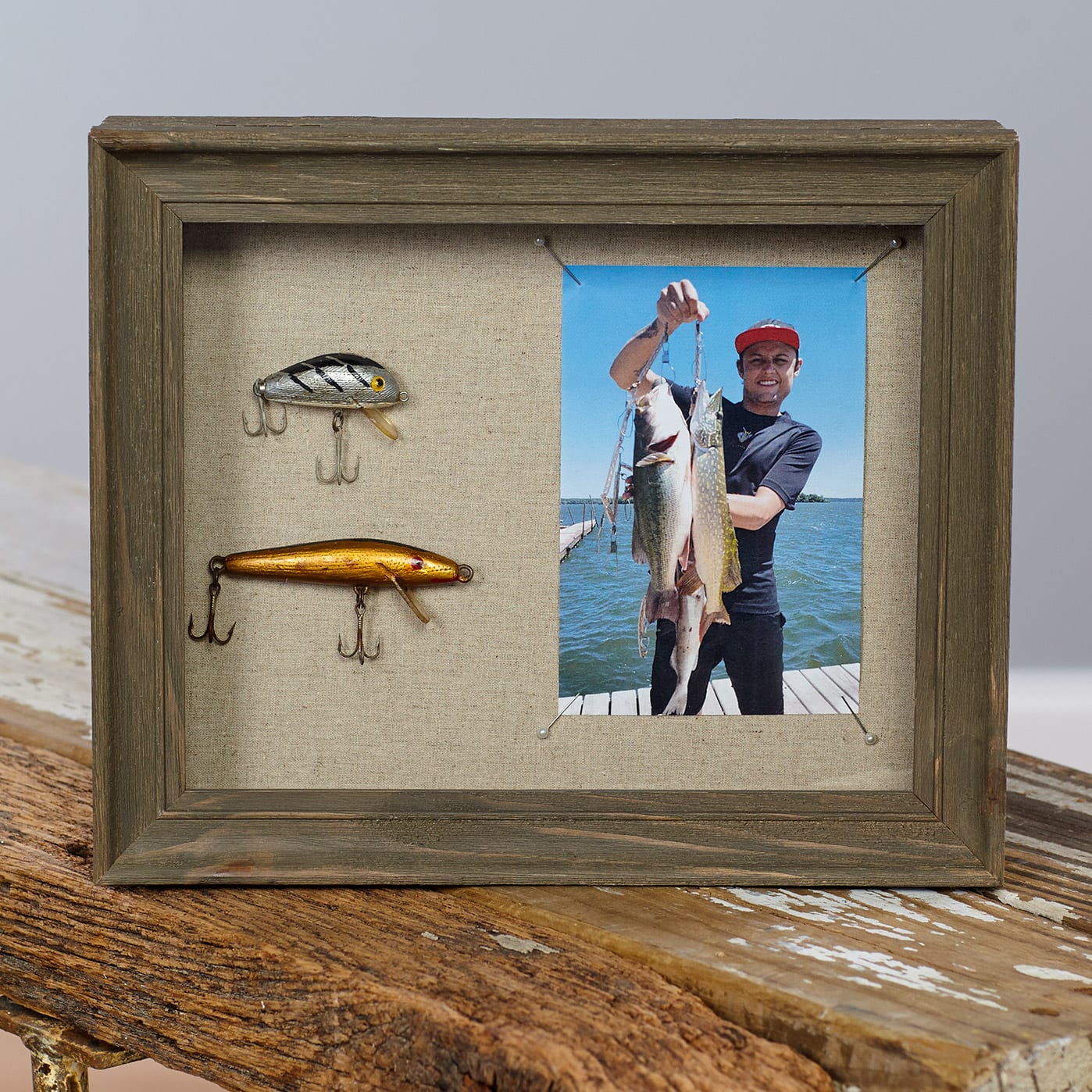Father's Day diy gift, fishing themed shadow box