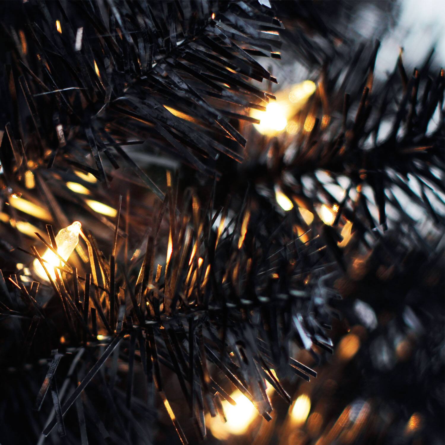 black christmas tree with lights