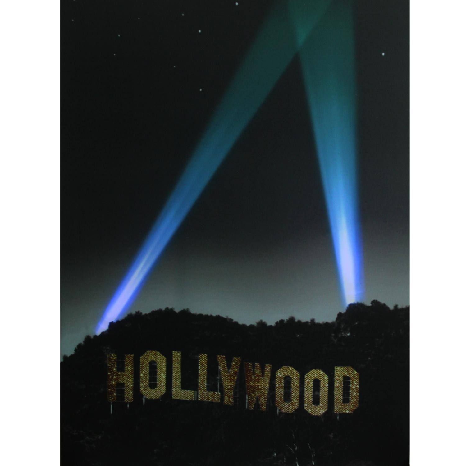 LED Lighted Hollywood Sign with Spot Lights Wall Art