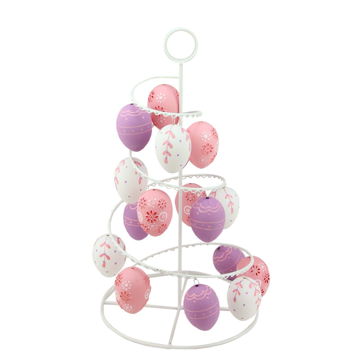 Pastel Pink, White and Purple Floral Cut-Out Easter Egg Tree