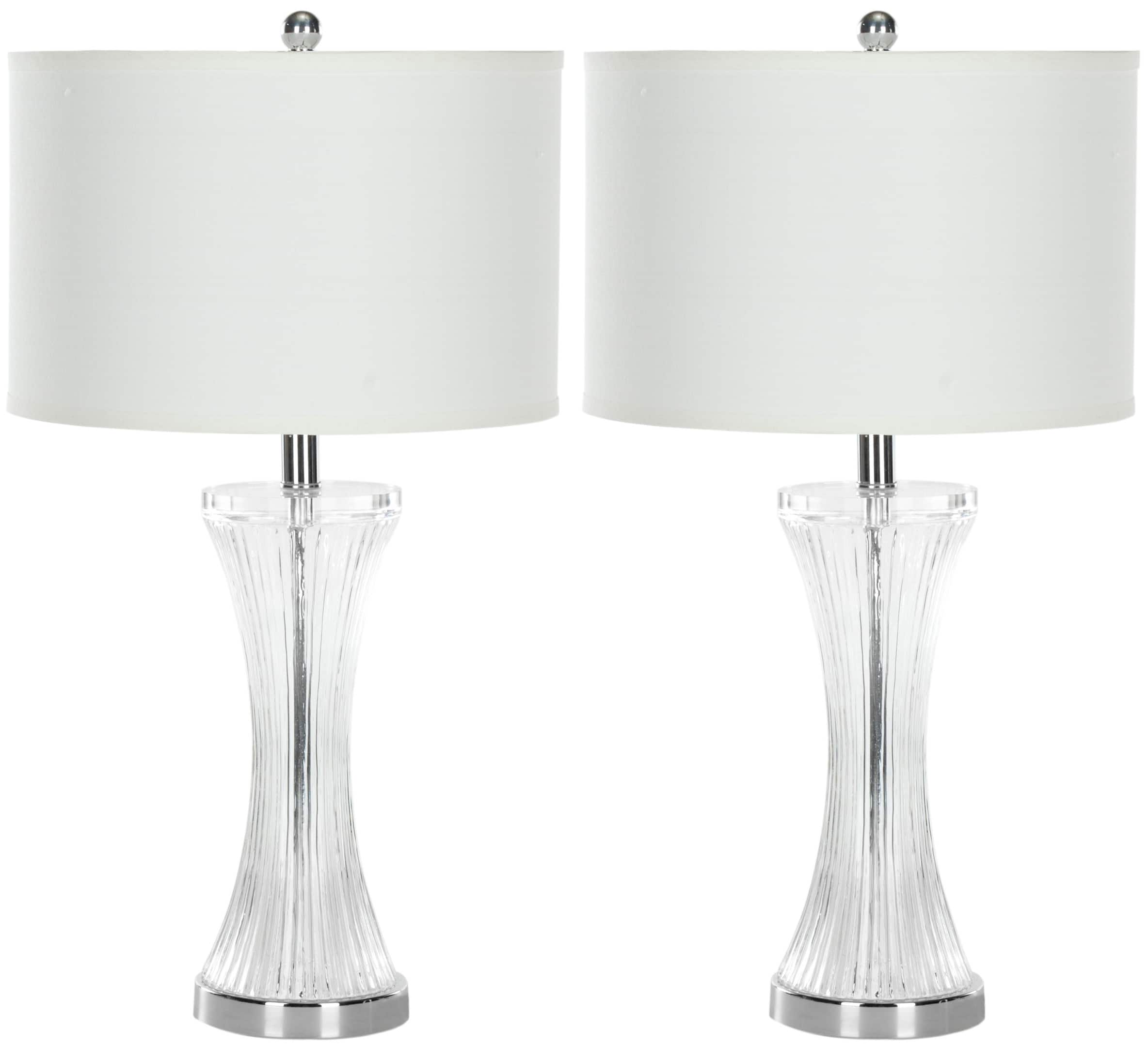Zelda Glass Lamp Set in Clear & White