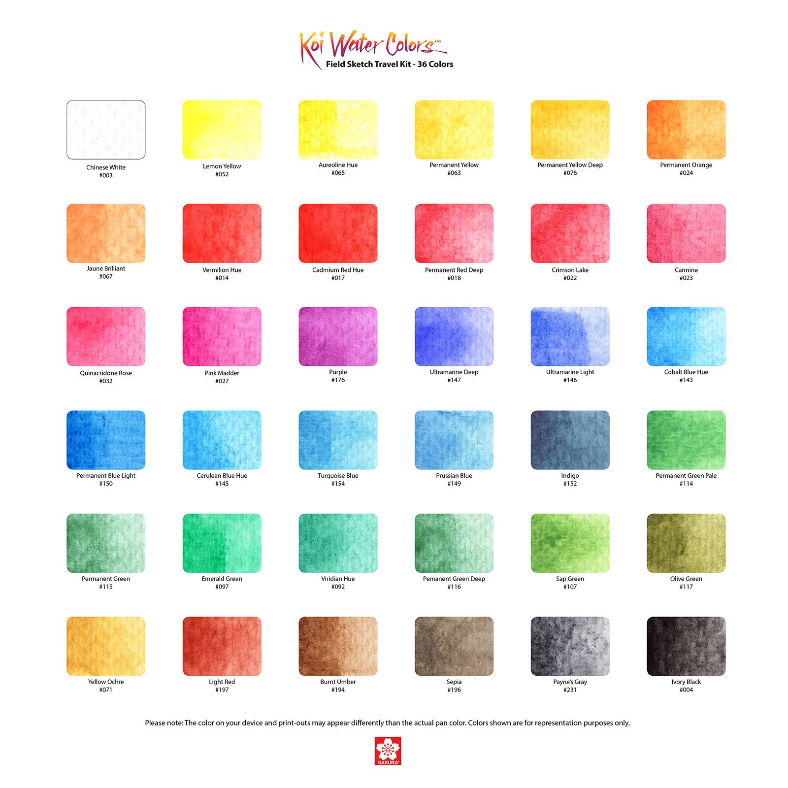 Koi&#xAE; Water Colors&#x2122; Pocket Field Sketch Box, 36 Colors