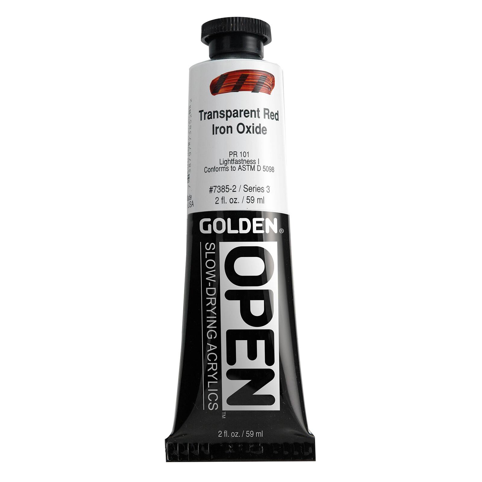 Golden OPEN Slow-Drying Acrylics, 2 oz Paint in Transparent Red Iron Oxide