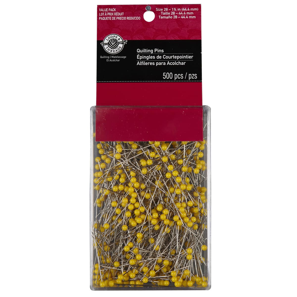 12 Packs: 500 ct. (6,000 total) 1.75" Yellow Ball Quilting Pins by Loops & Threads™