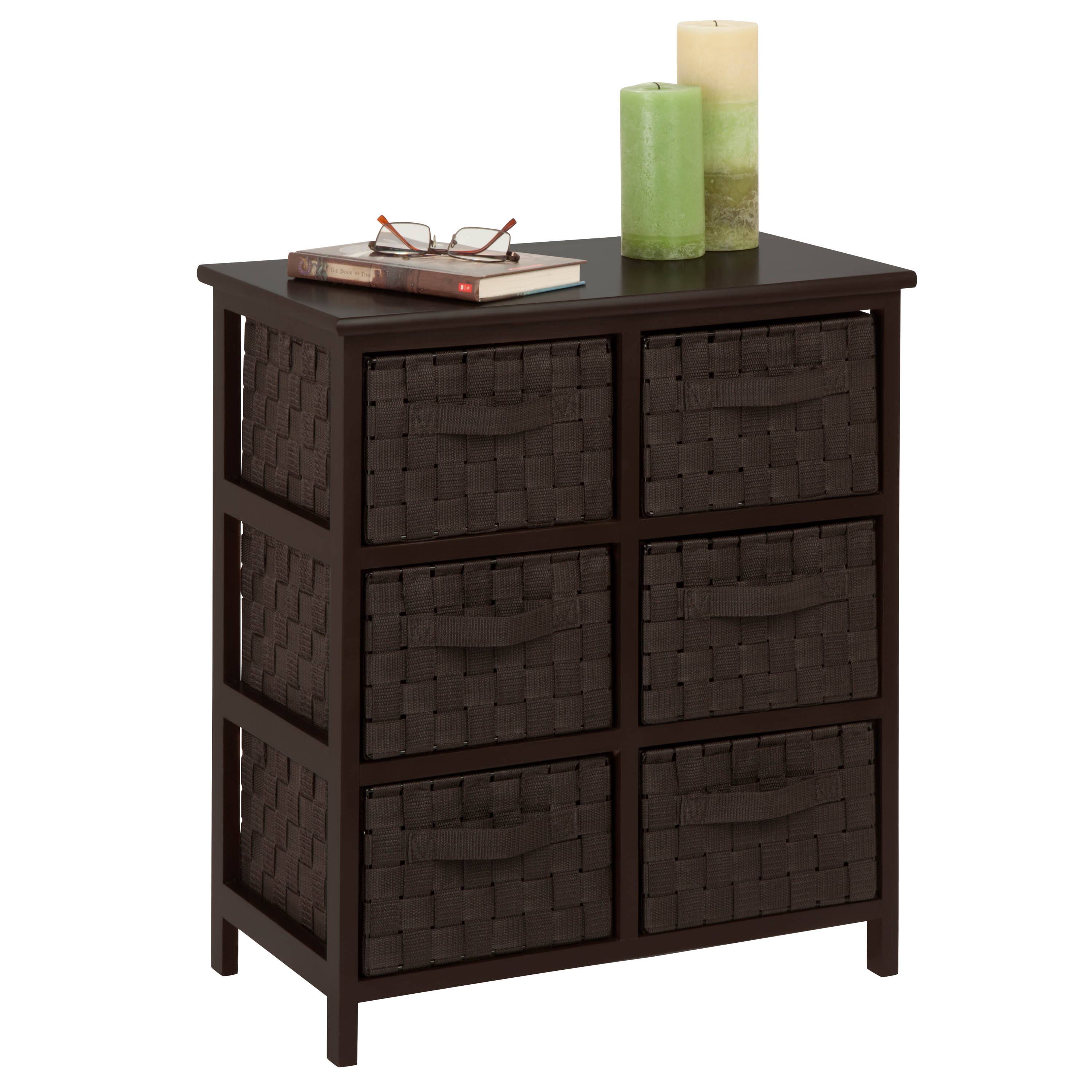 Honey Can Do Black 6 Drawer Woven Strap Storage Chest