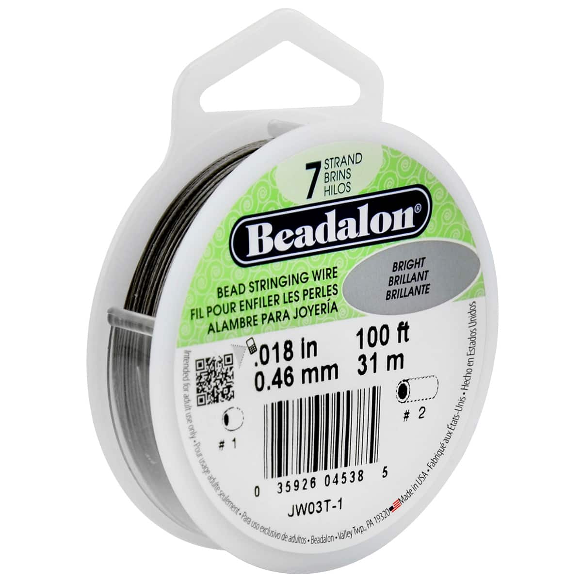 12 Pack: Beadalon® 0.018" Bright 7 Strand Bead Stringing Wire, 100ft.