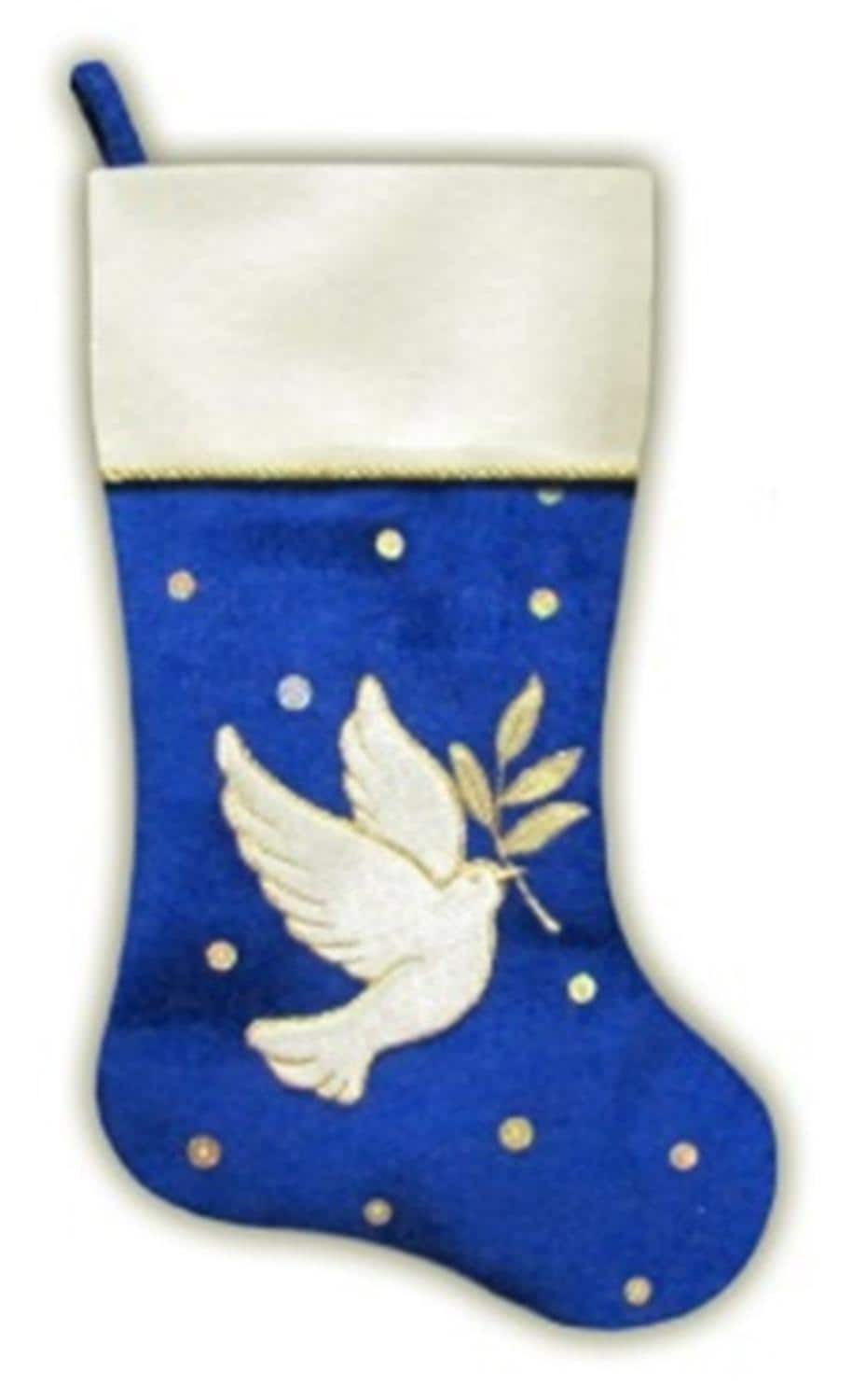 20.5" Royal Blue Velvet Dove Christmas Stocking