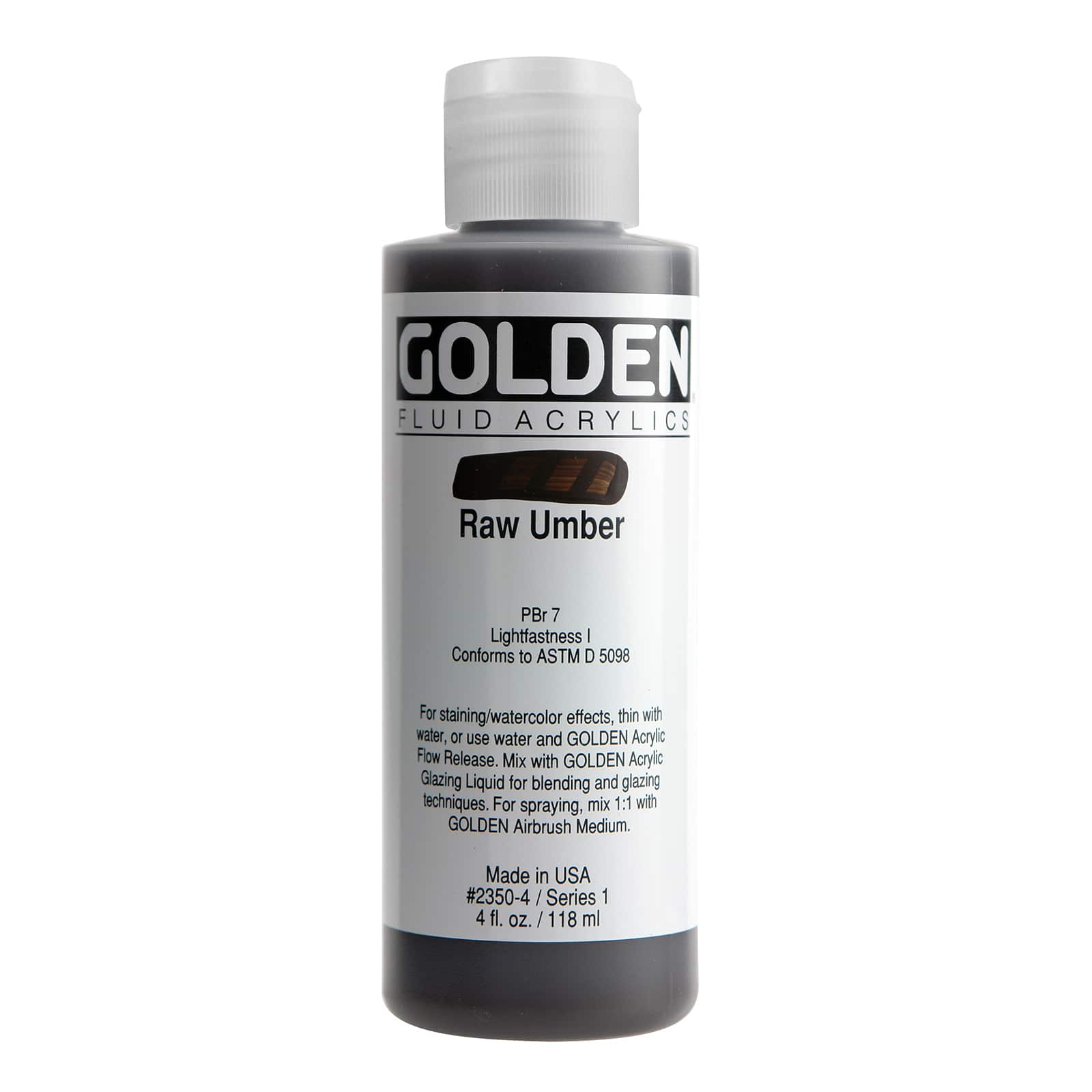 Golden Fluid Acrylics, 4 oz Paint in Raw Umber