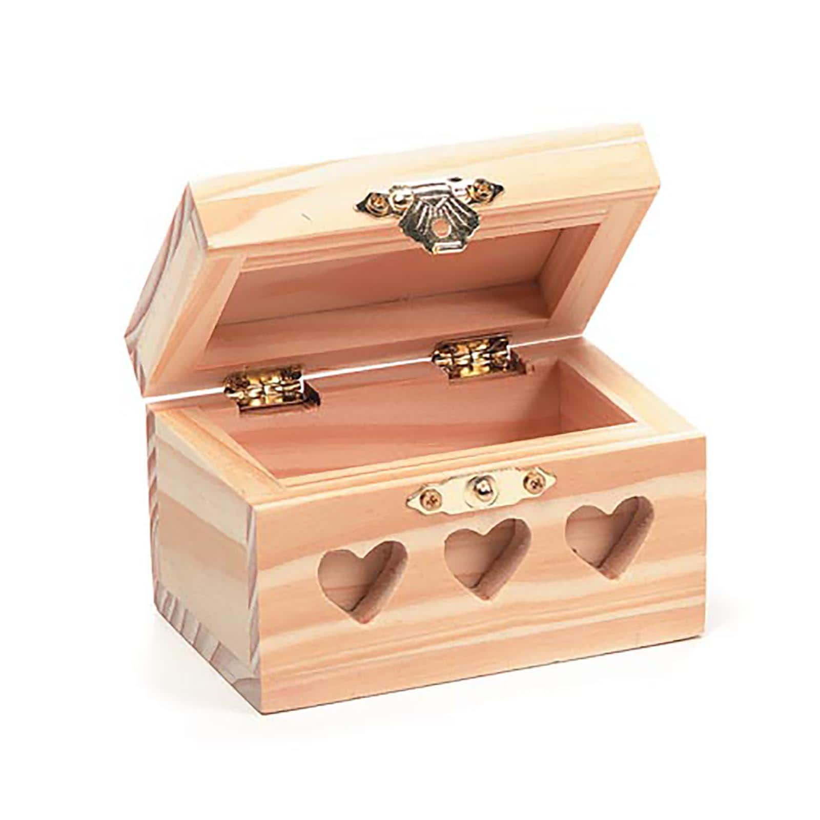 Unfinished Wood Box with Cutout Hearts