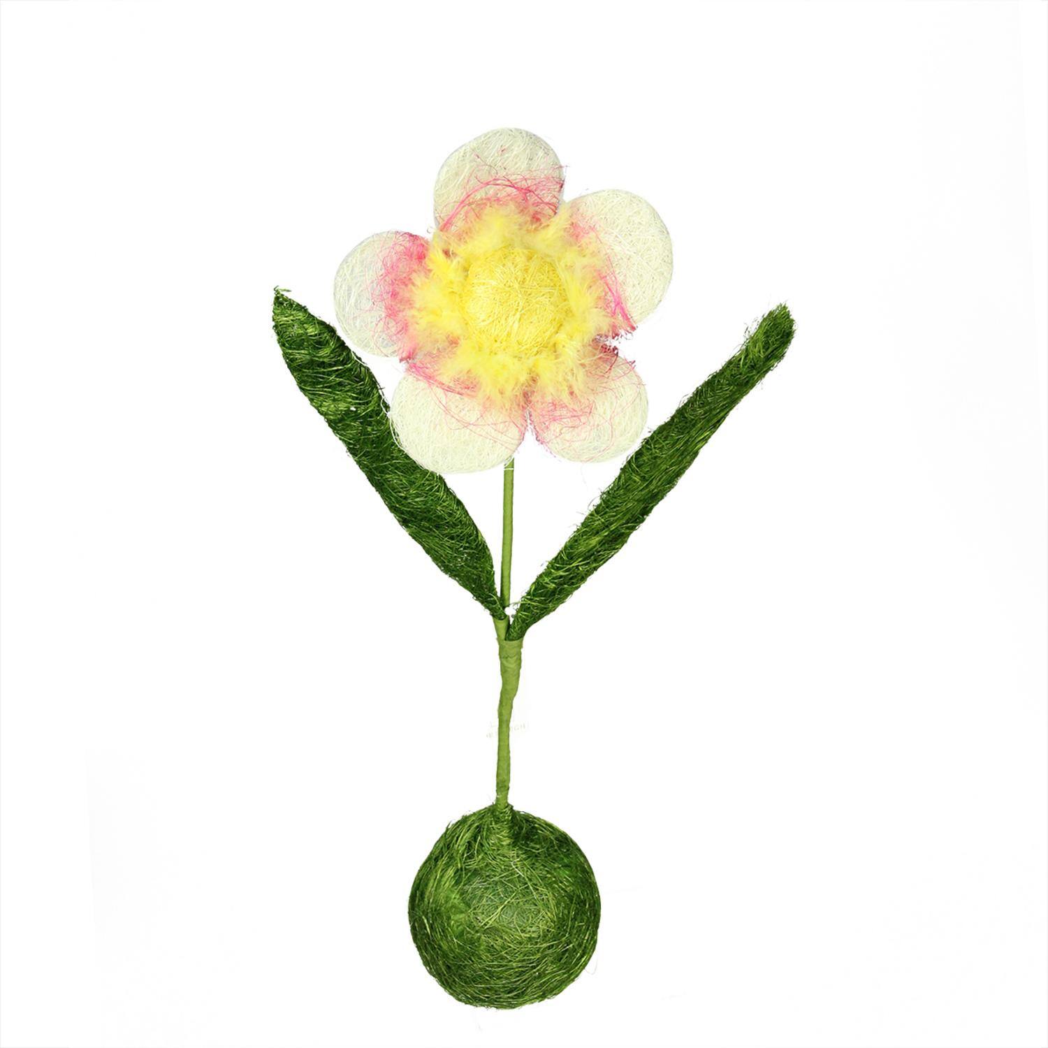 19" Green, Yellow & Fuchsia Spring Floral Tabletop Decoration
