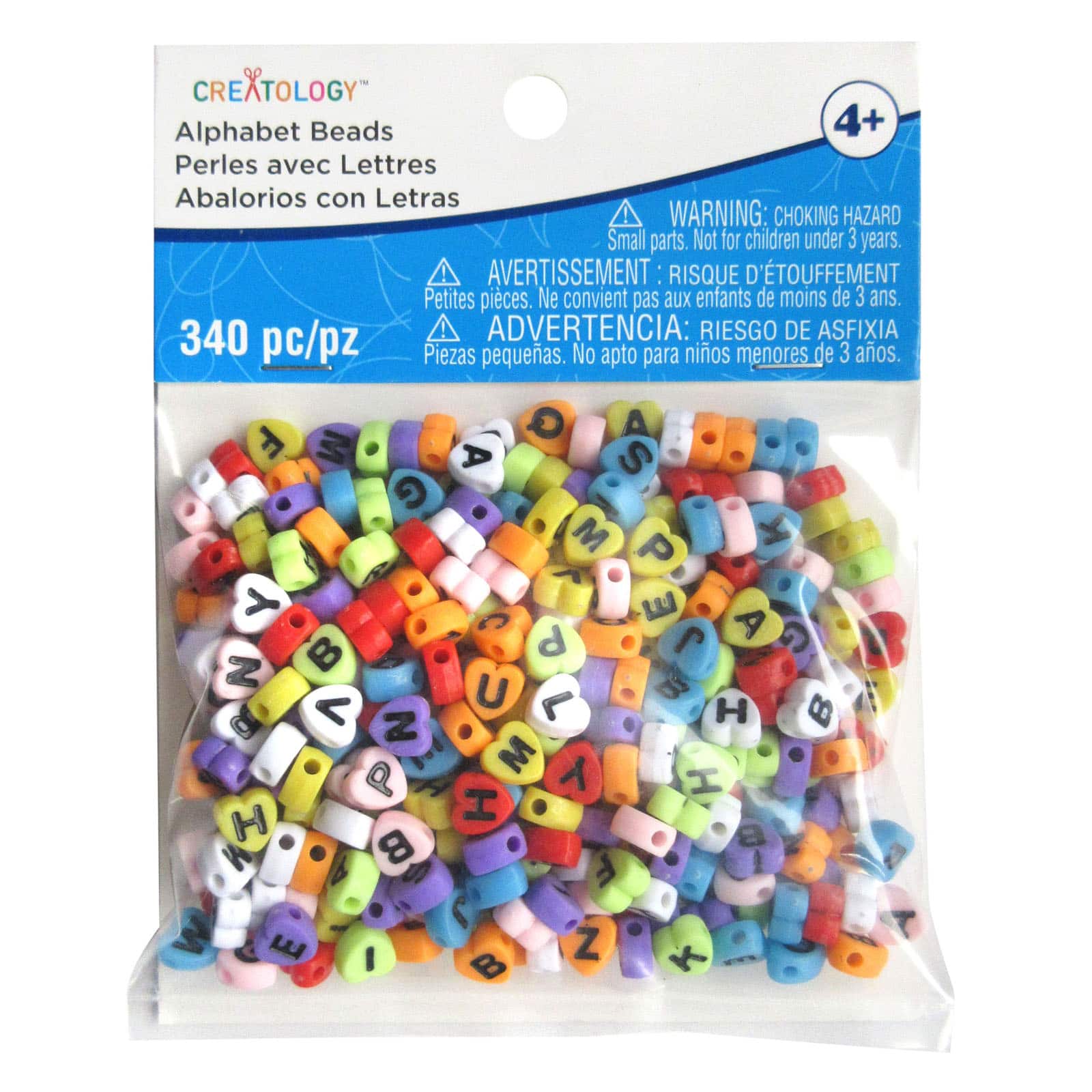 12 Packs: 340 ct. (4,080 total) Bright Heart-Shaped Alphabet Beads by Creatology™, 7mm