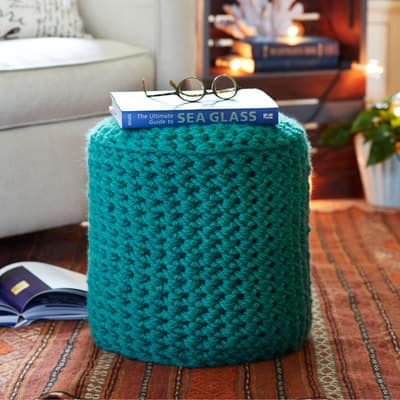 Loops Threads® Cozy Wool™ Finger Crochet Ottoman Cover Projects