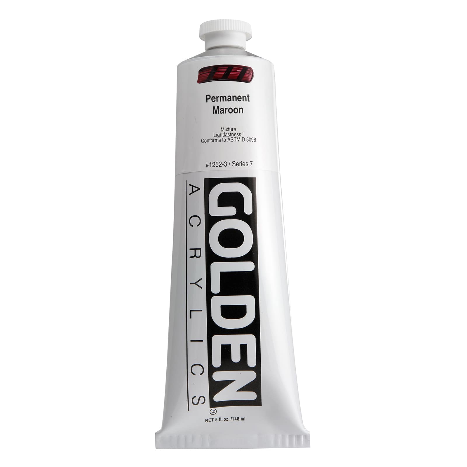 Golden Heavy Body Acrylic Paint, 5 oz in 1252 Permanent Maroon