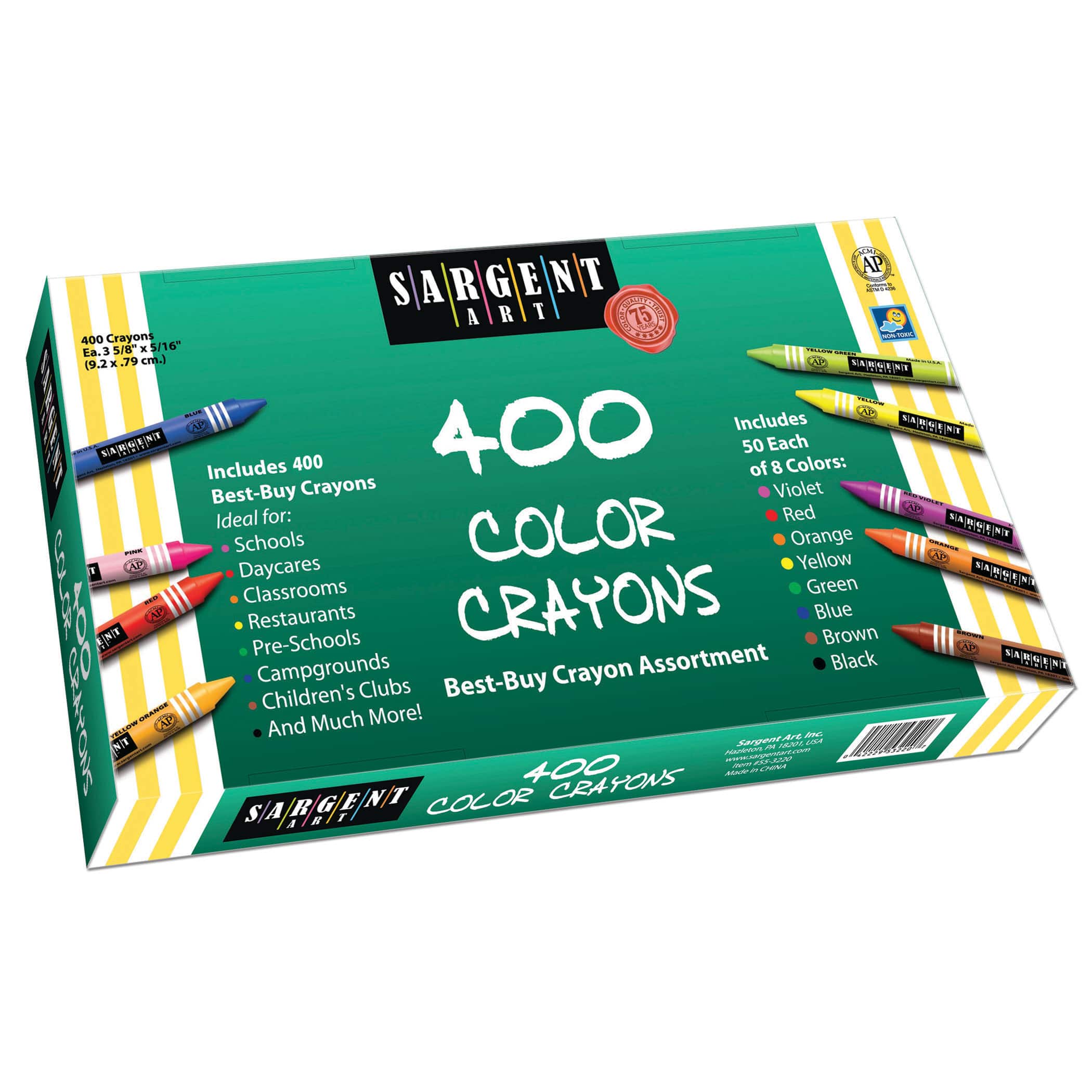 4 Packs: 400 ct. (1,600 total) Sargent Art® Best Buy Crayon Assortment