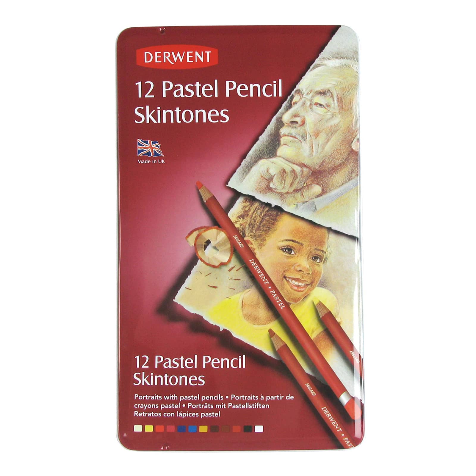 Derwent Professional Pastel Pencil Tin Set of 12 Skin Tone Portrait Colours  