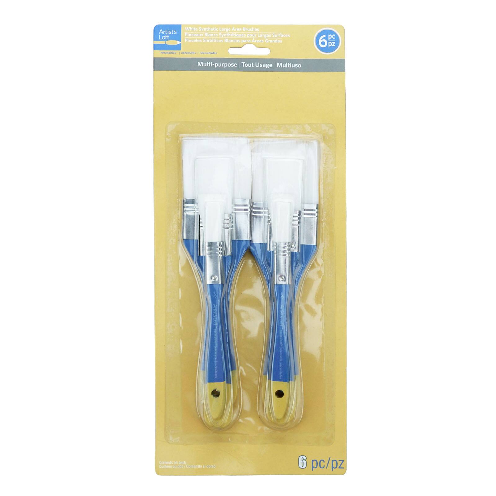 12 Packs: 6 ct. (72 total) Necessities™ White Synthetic Flat Brush Set by Artist's Loft™