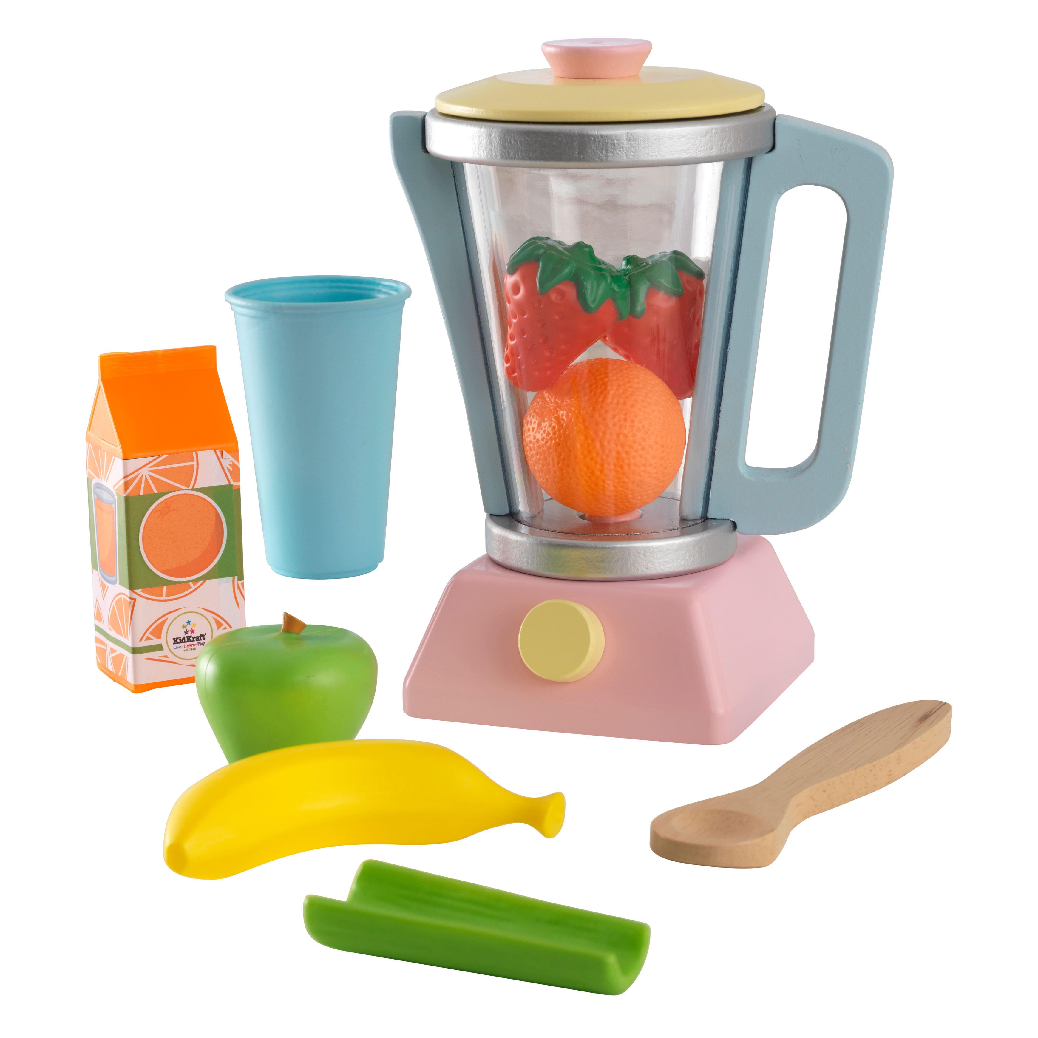 Wooden Smoothie Maker toy - Includes wood Blender, cup, Fruits and