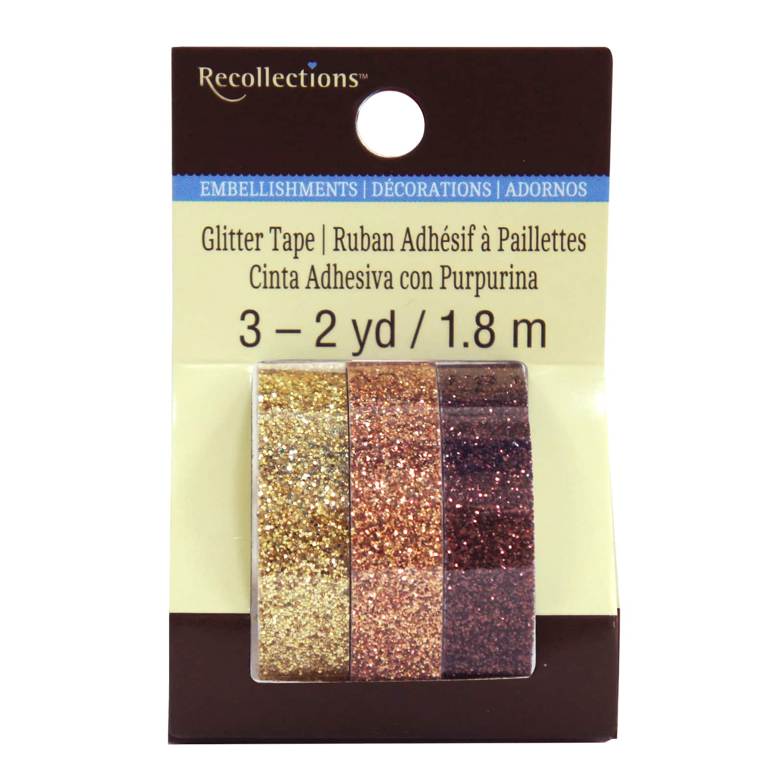 12 Packs: 3 ct. (36 total) Gold Crafting Glitter Tape by Recollections™