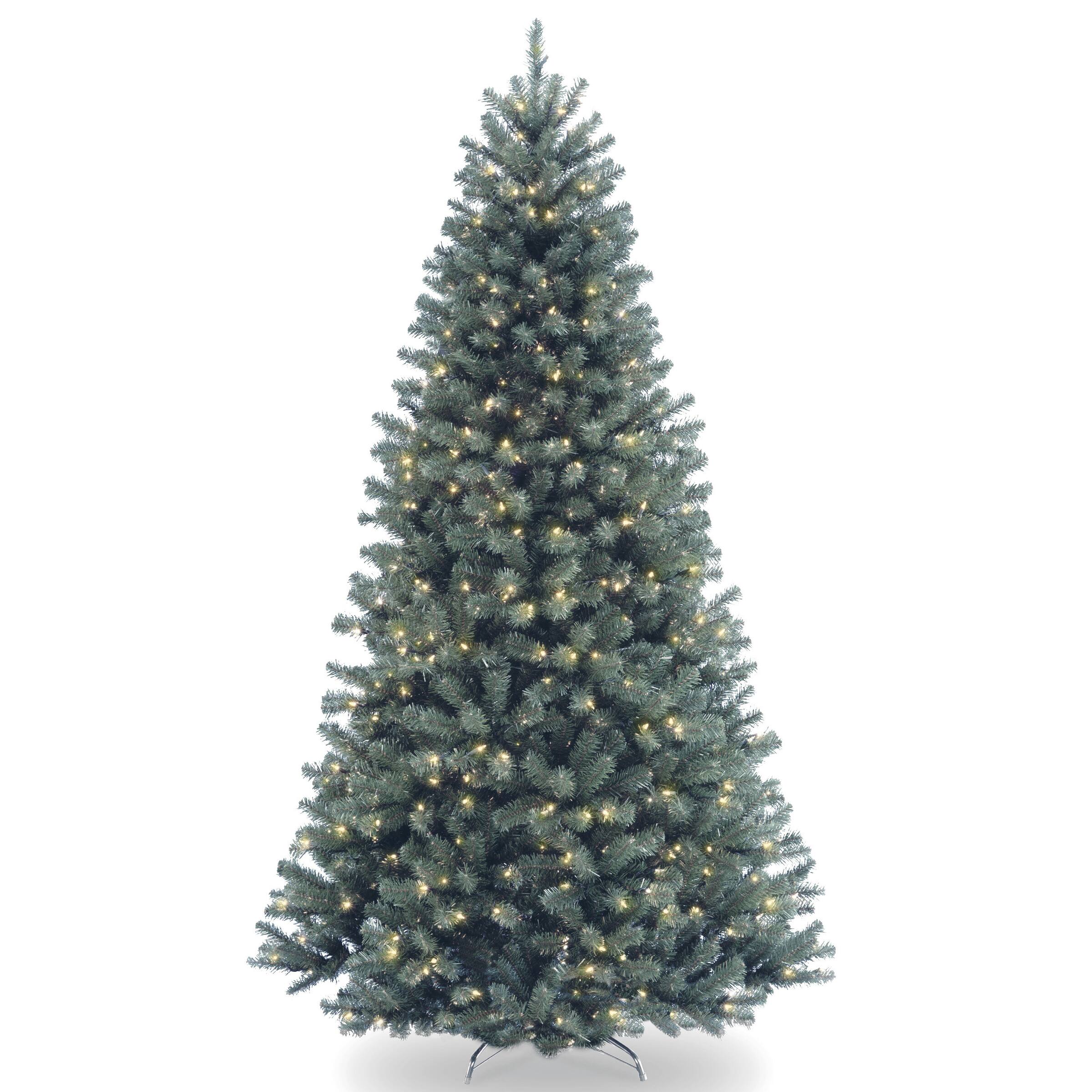 7.5 ft. Pre-lit Hinged North Valley Spruce Blue Medium Artificial Christmas Tree, Clear Lights