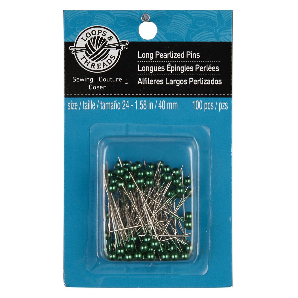 12 Packs: 100 ct. (1,200 total) Long Pearlized Pins by Loops & Threads™
