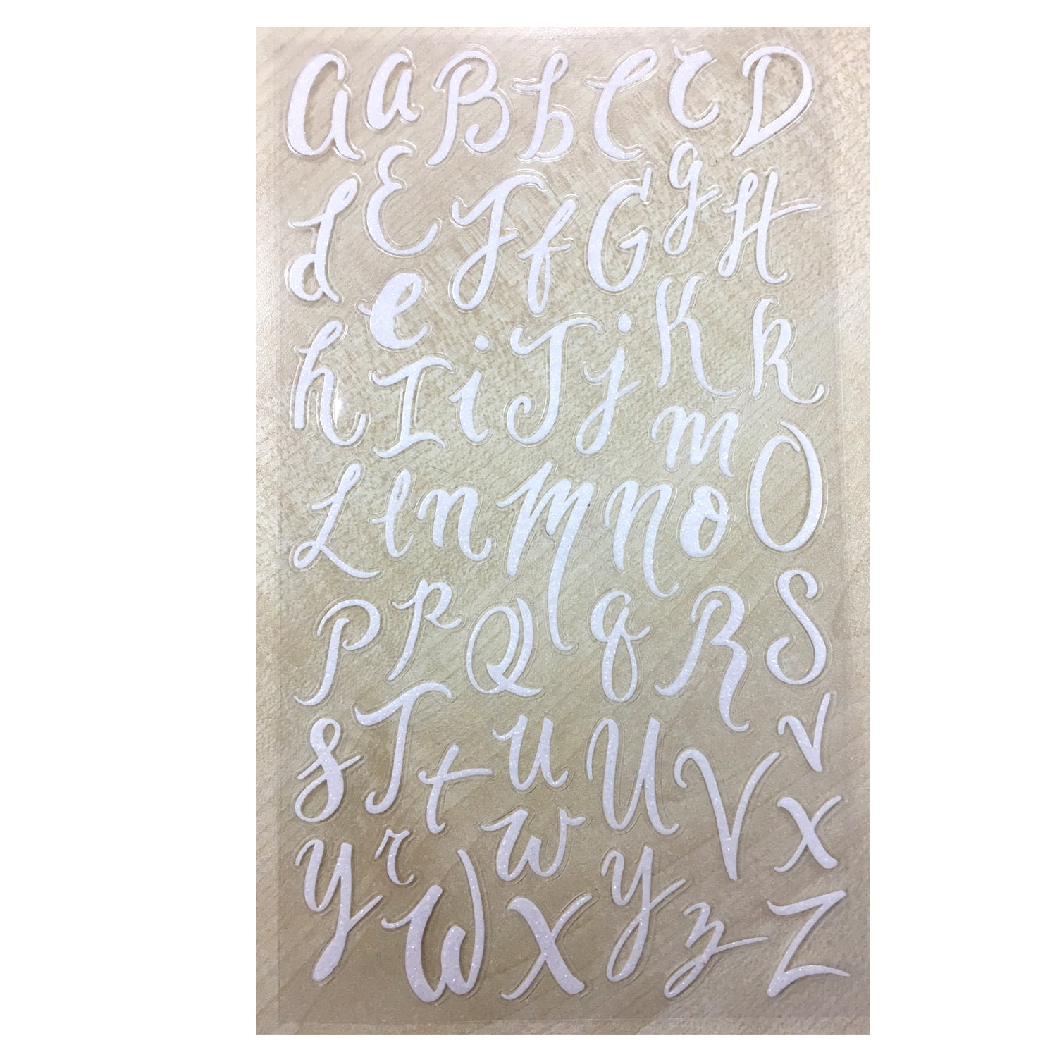 12 Packs: 104 ct. (1,248 total) White Glitter Script Alphabet Stickers by Recollections™