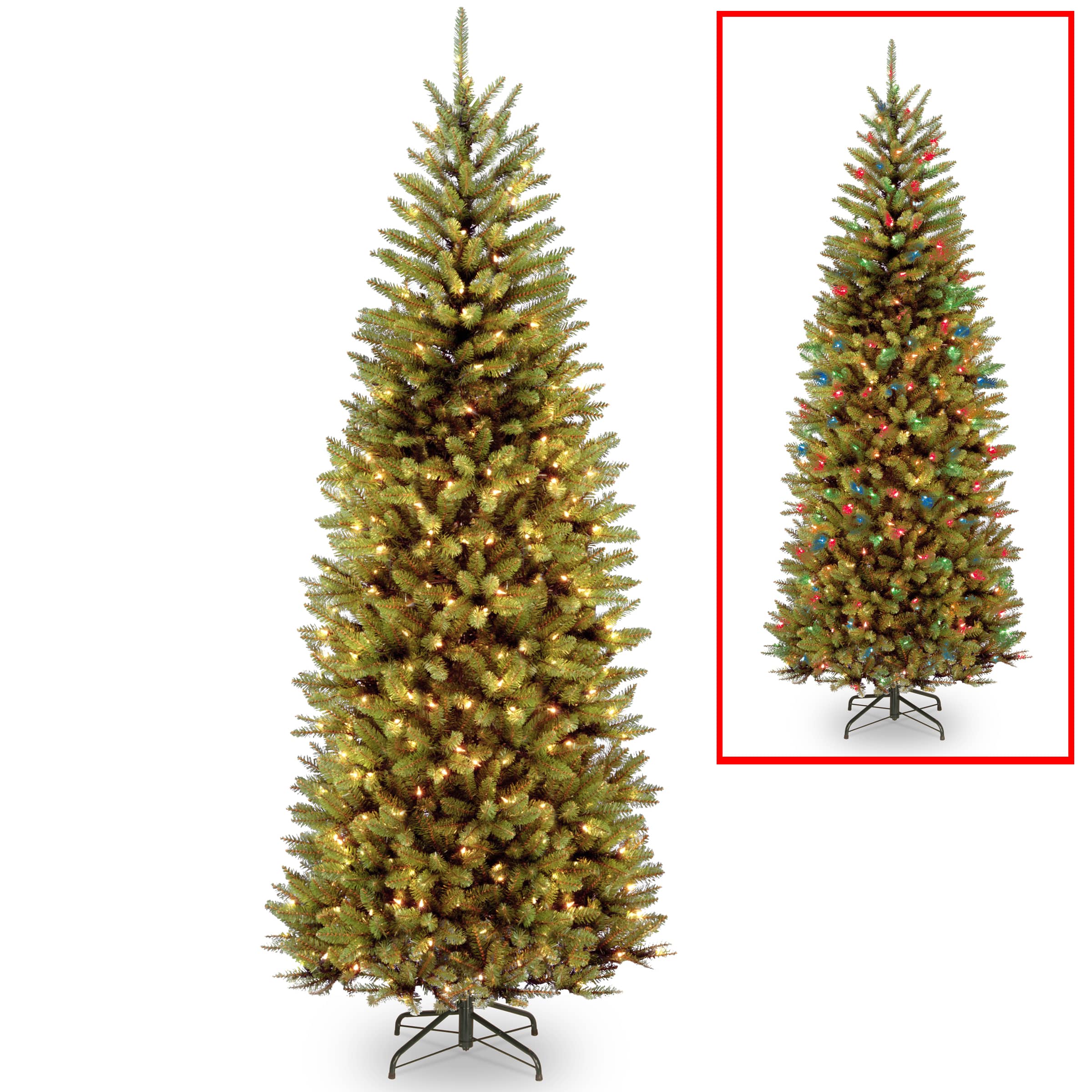 7.5 ft. Pre-lit PowerConnect™ Kingswood Fir Slim Artificial Christmas Tree, Dual Color® LED Lights