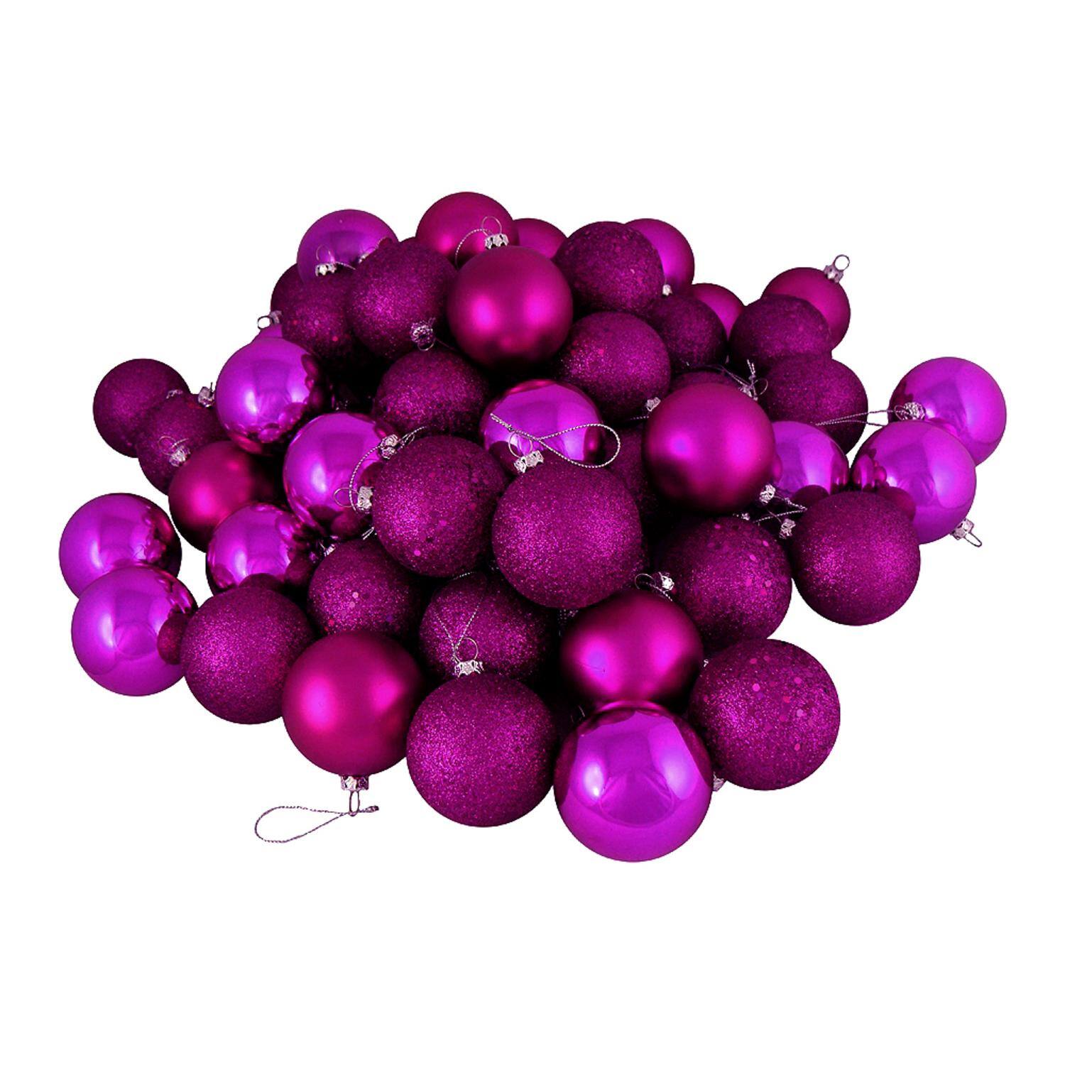 32ct Shatterproof 3.25” 4-Finish Ball Ornament, Light Magenta