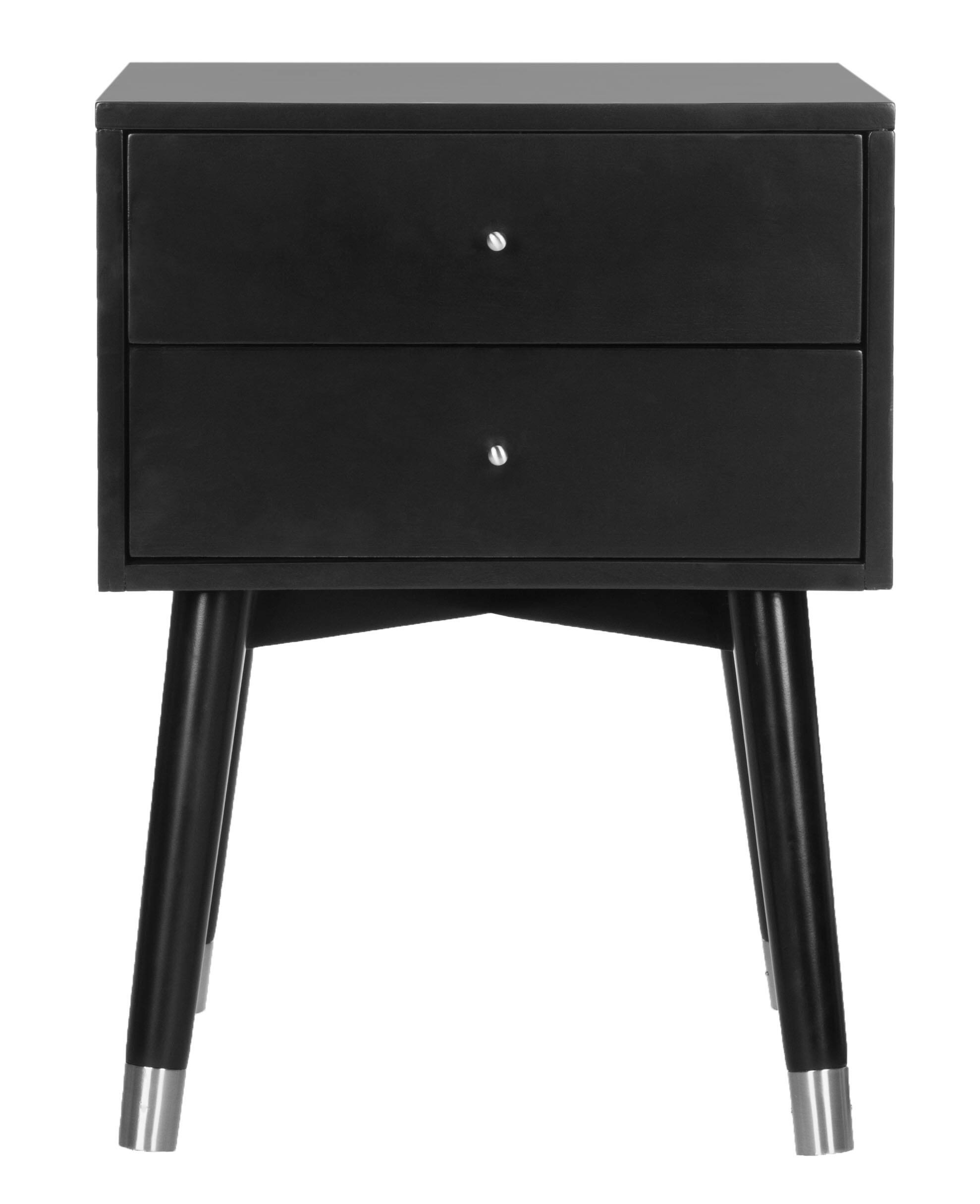Lyla Retro Nightstand in Black &#x26; Silver