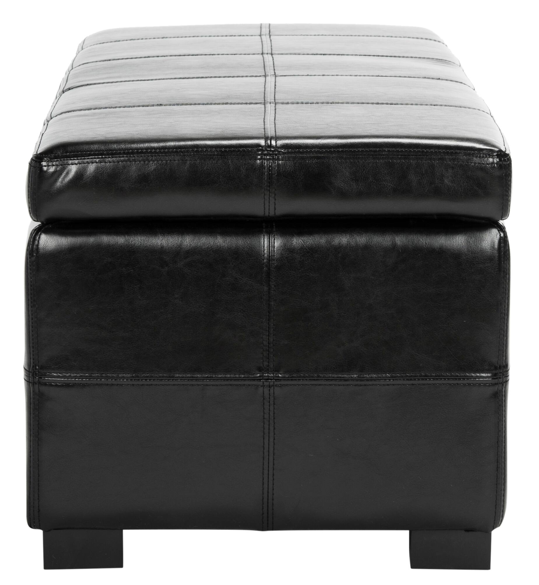 Madison Large Storage Leather Bench in Black