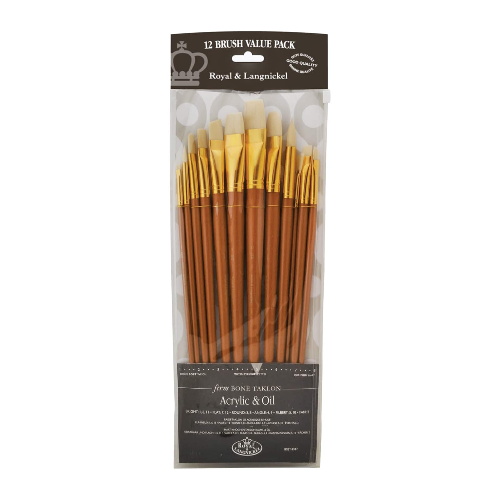 Royal &#x26; Langnickel&#xAE; Zip N&#x27; Close Bone Taklon Brush Set