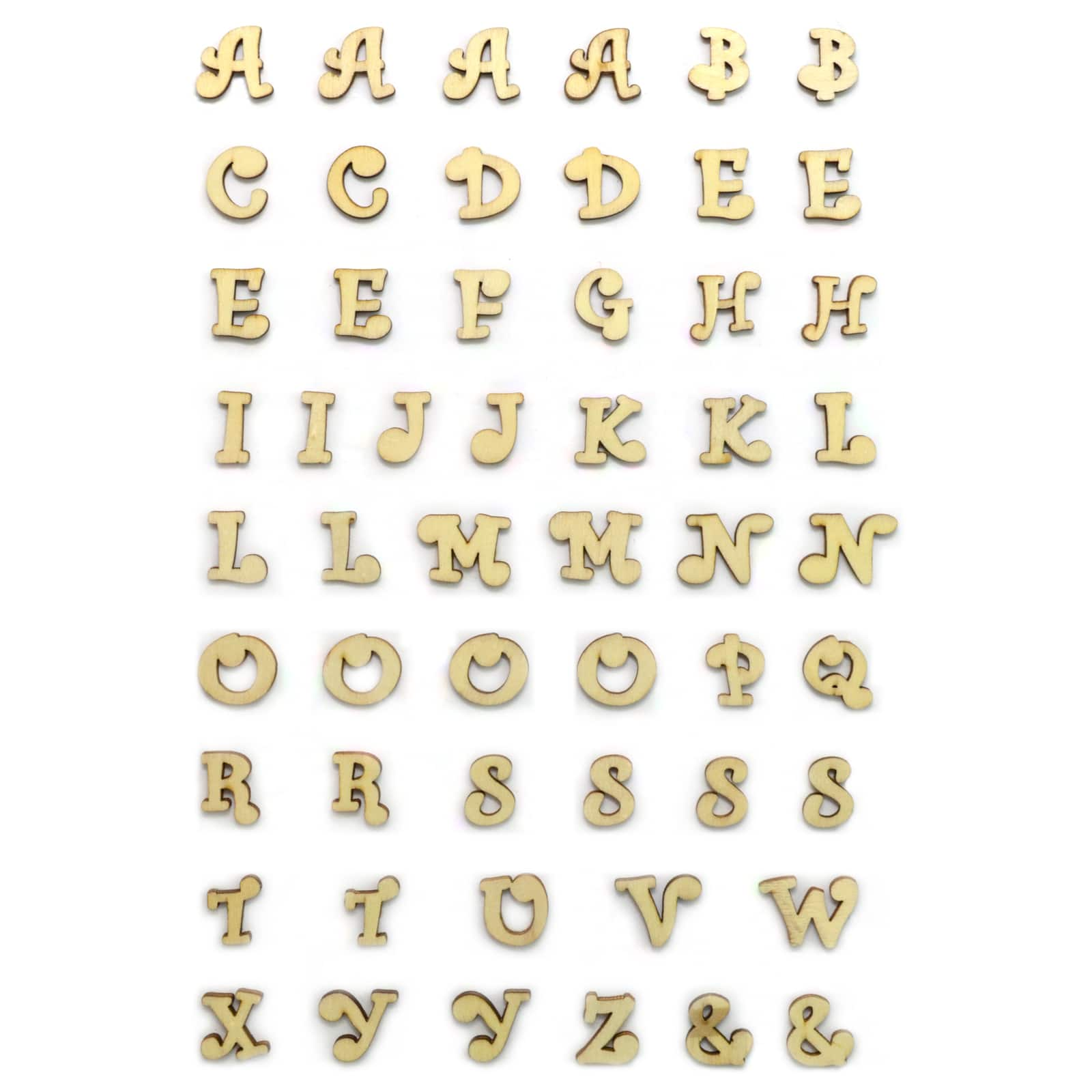 12 Packs: 54 ct. (648 total) 3/4&#x22; Curlz Wood Letters by Make Market&#xAE;